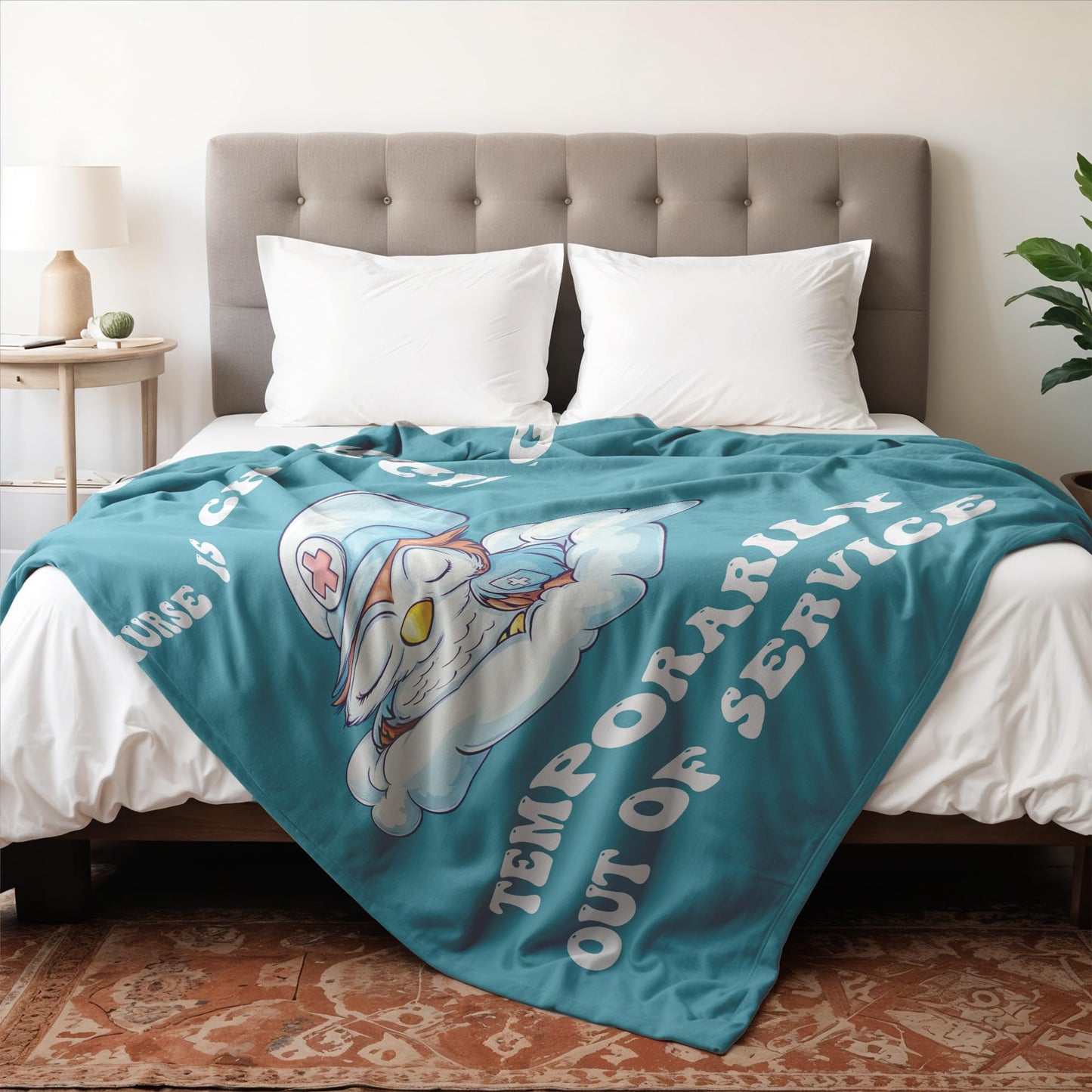 VRW Appreciation Nurses Gift, Funny Owl Nurse in Charging Throw Blanket, Nurse Week Appreciation Gifts for Women Teacher Student Graduation Birthday, 50x60 Inches