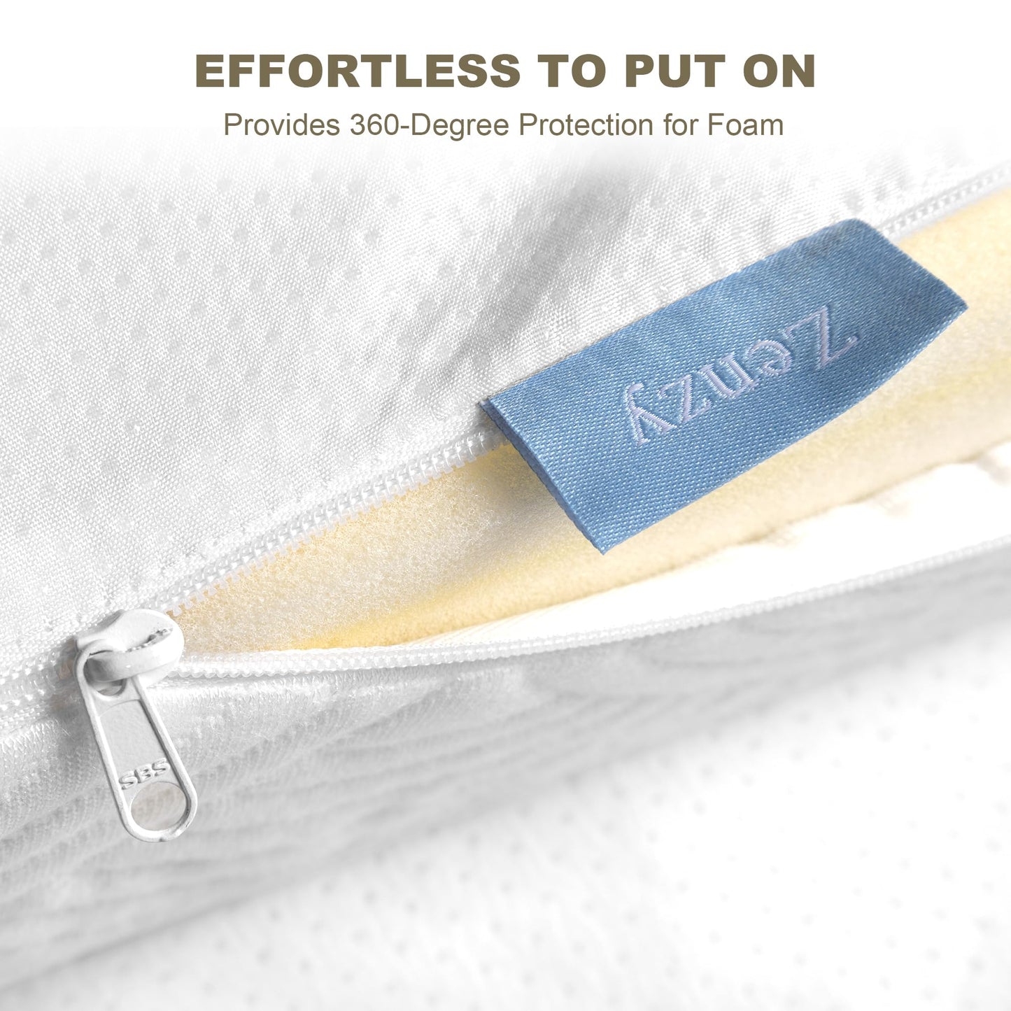 Zenzy 3" Twin XL Bamboo Mattress Topper Cover, Oeko-TEX Certified, Ultra-Soft Zippered Topper Protector with Adjustable Straps, Washable (Cover Only)