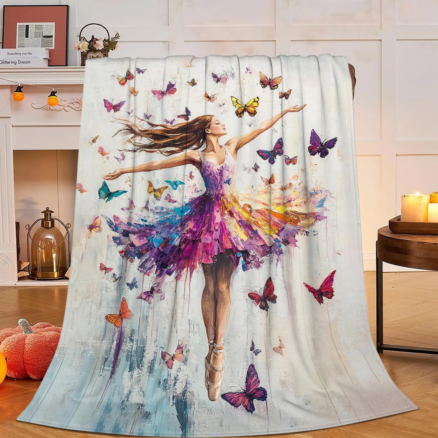 Dance Blanket, Ballet Throw Blanket, Dancer Gifts, Ballerina Blankets, Sloths Stuff Fleece Flannel Plush for Women Teachers Girls Lovers Adults Soft Bedding for Sofa Studio Office Home Decor 40"X50"