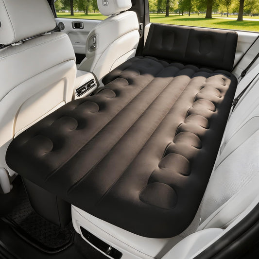 BEBAS Car Air Mattress - Truck Back Seat Bed & SUV Sleeping Pad, One-Piece Thickened Self-Inflating Travel Airbed, with Wireless Air Pump & Pillow | Black