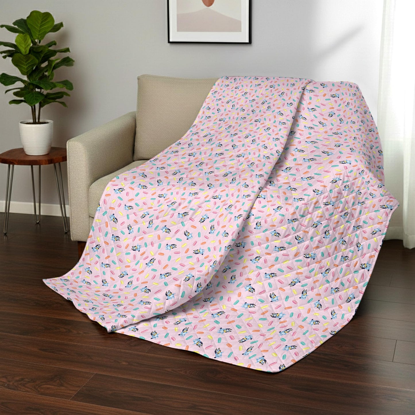 Northwest Bluey Balloon Celebration Quilted Throw Blanket – Official Cartoon Throw Blanket Featuring Bluey, for Adults Boys Girls Bed, Couch, or Playroom, 60 x 80 Inches