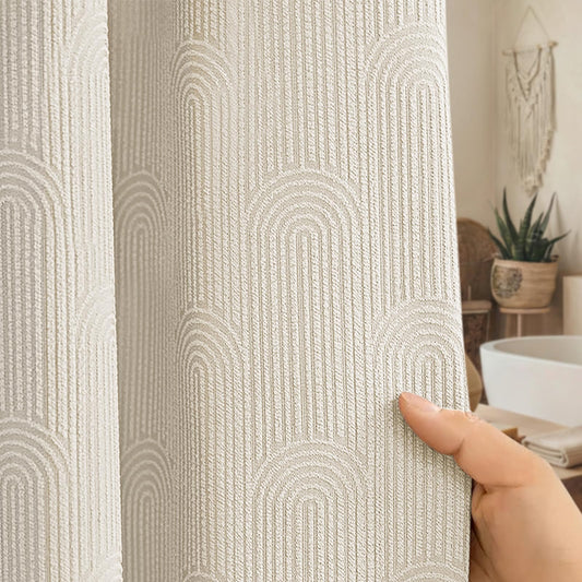 NDDYCU Boho Shower Curtain Cotton Modern Minimalist Arch Texture Shower Curtain for Bathroom, Greige,72" W X 72" L