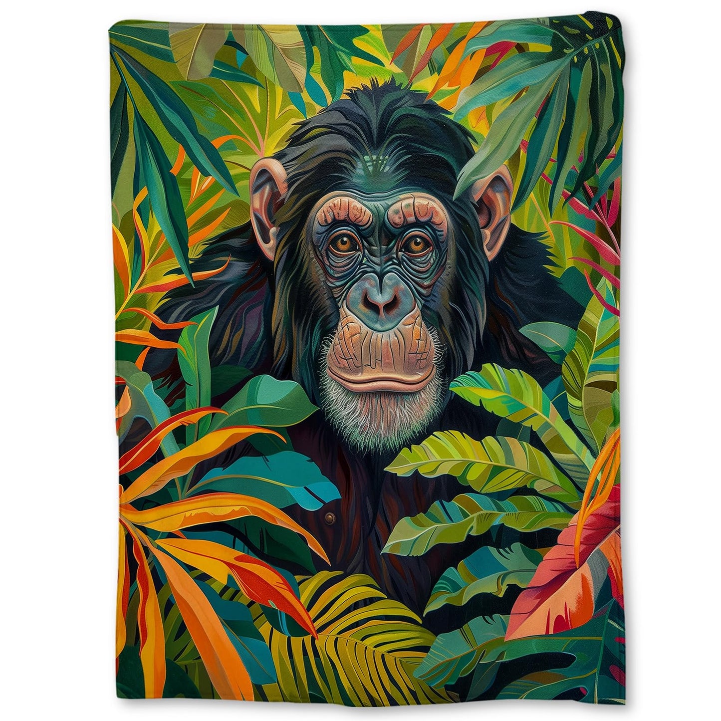 Ti Caldi Vibrant Chimpanzee Blanket - Soft Lightweight Cozy Flannel Throw Blanket for Adults Kids Women Men, Warm Fuzzy Blankets for Couch, Bed, Travel, Home Decor, Living Room 60×50 in