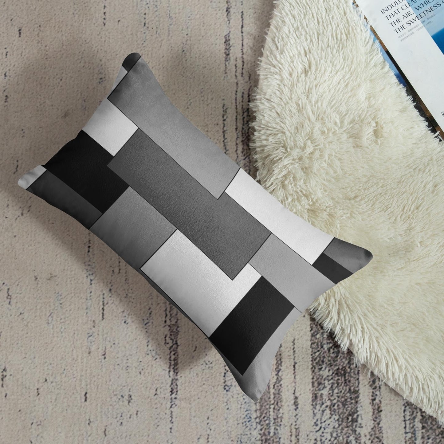 Emvency Set of 2 Grey Geometric Throw Pillow Cover Black Gray White Painting Abstract Checkered Design Decorative Pillow Case Modern Home Decor Standard Square 12x20 Inch Cushion Pillowcase