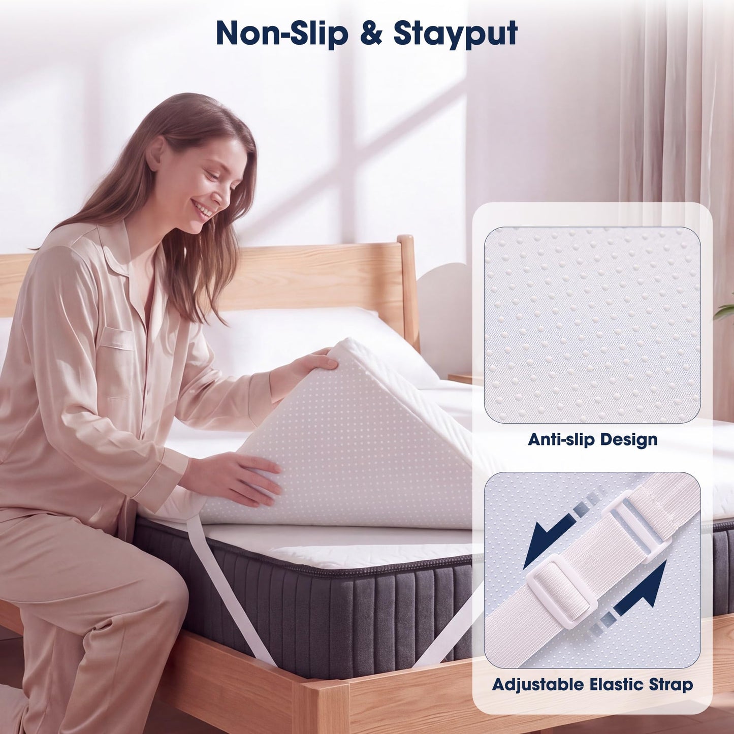 VALUXE 3 Inch Gel Memory Foam Mattress Topper Queen Size High Density Cooling Pad Pressure Relief Bed Topper (with Removable & Washable Bamboo Cover)