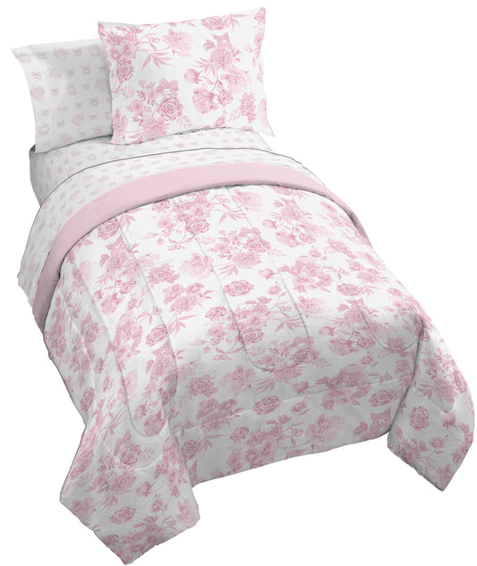 Jay Franco Comforter Set Includes Sheets and Pillow Covers - Soft and Cozy Bed Set for Stylish Room Decor, Official Licensed Product, Multi - Hello Kitty, 5 Piece Twin