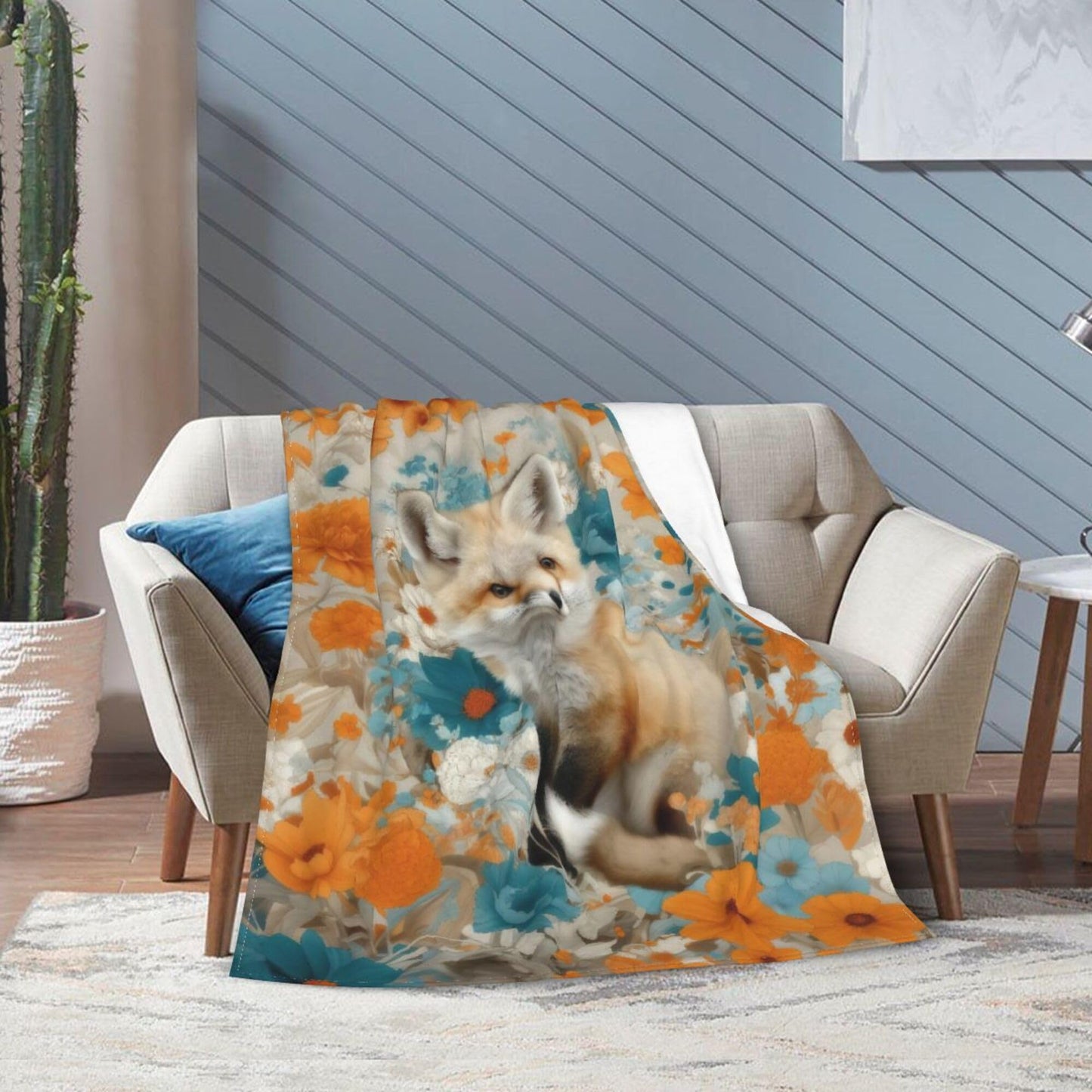 Fox Blanket Fox Decor Cozy Animal Throw Super Soft Plush Flannel Fleece Blanket Gift for Kids Adults Men Women Ultra Warm & Lightweight Flannel, 50"X40"