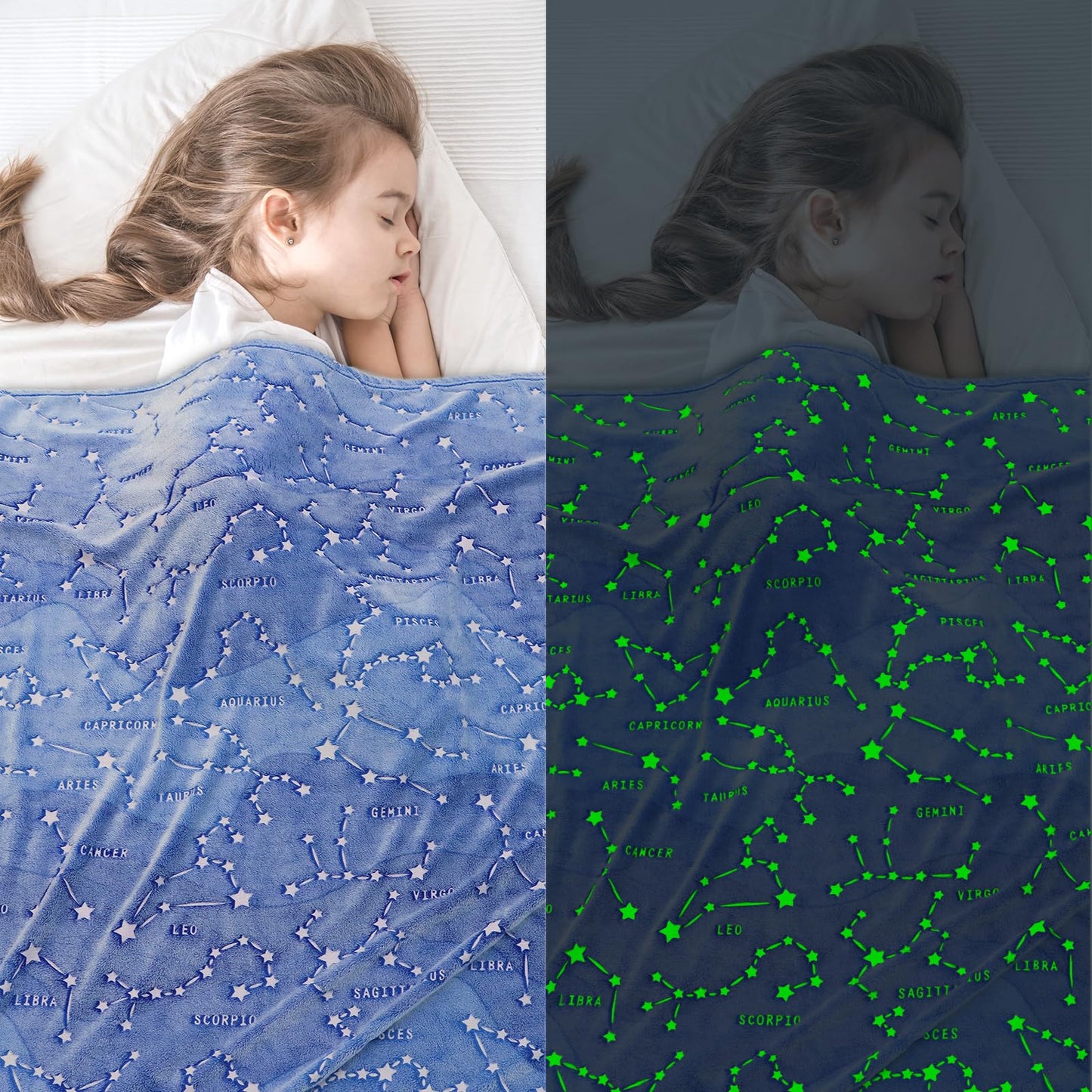 Gdindff Glow in the Dark Constellation Blanket, Galaxy Space Stars Throw Blanket for Kids Adults, Soft Fleece Astronomy Decor for Bedroom, Birthday Gifts for Boys Girls Women Men Teens, 50" x 60"