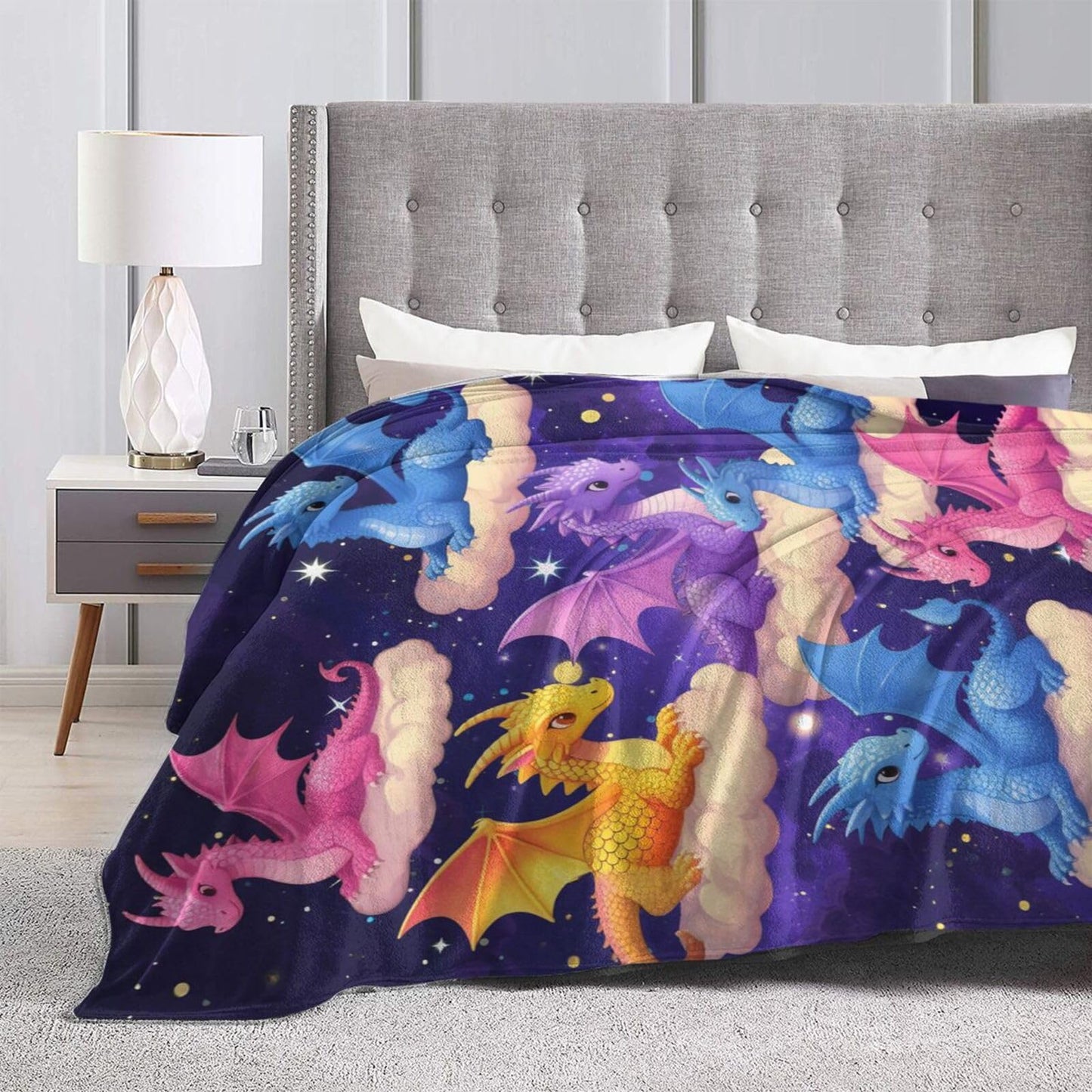 Dragon Throw Blanket - Soft Plush Fleece Bedding Blankets- Cozy Funny Dragon Stuff Gifts for Girls Boys Kids Women 40"X50"