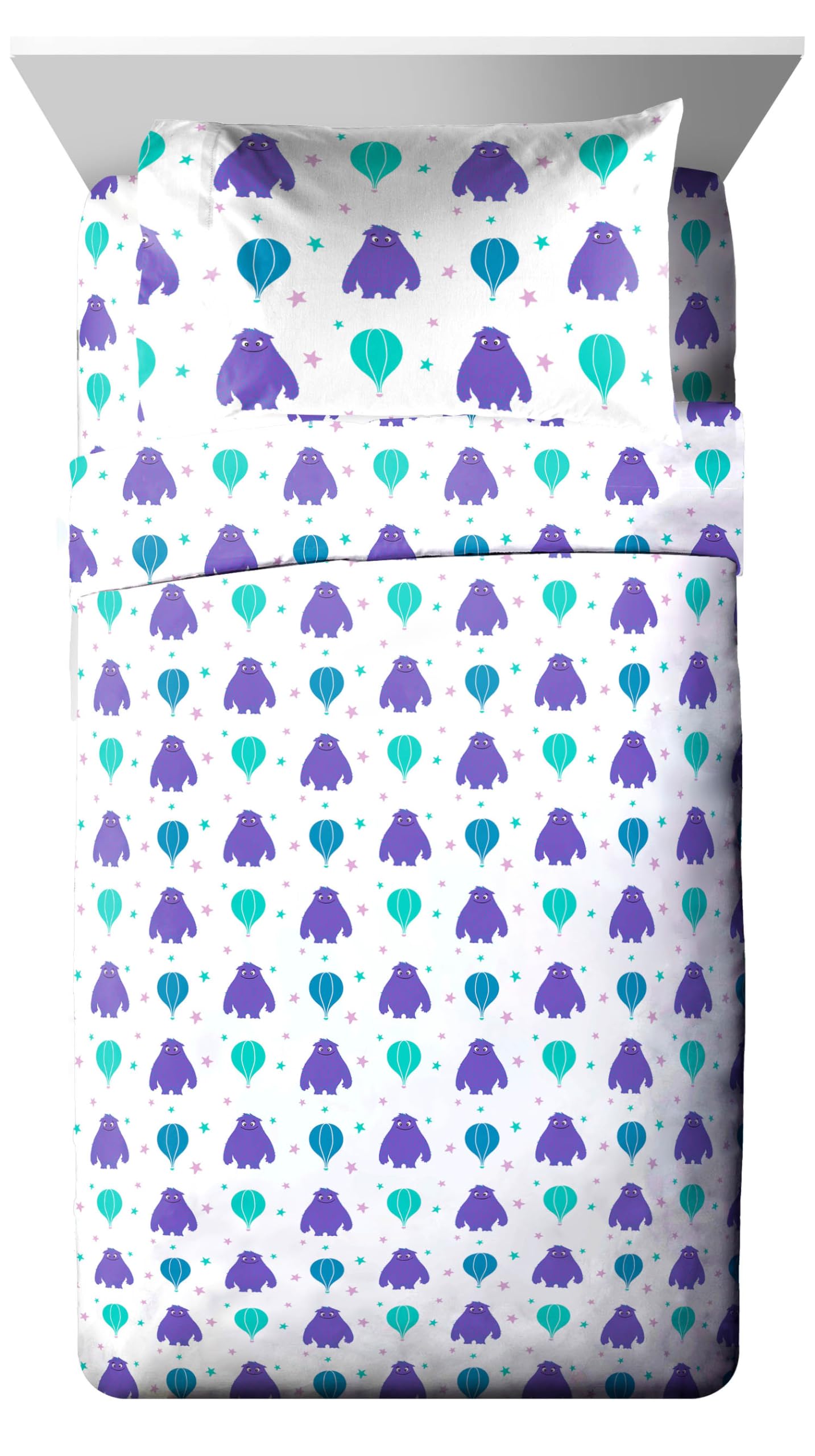 Jay Franco IF Imaginary Friends Twin Comforter Set - Purple 5 Piece Bed Set Includes Sheet Set & Pillow Covers - Super Soft Kids Bedding Features Blue