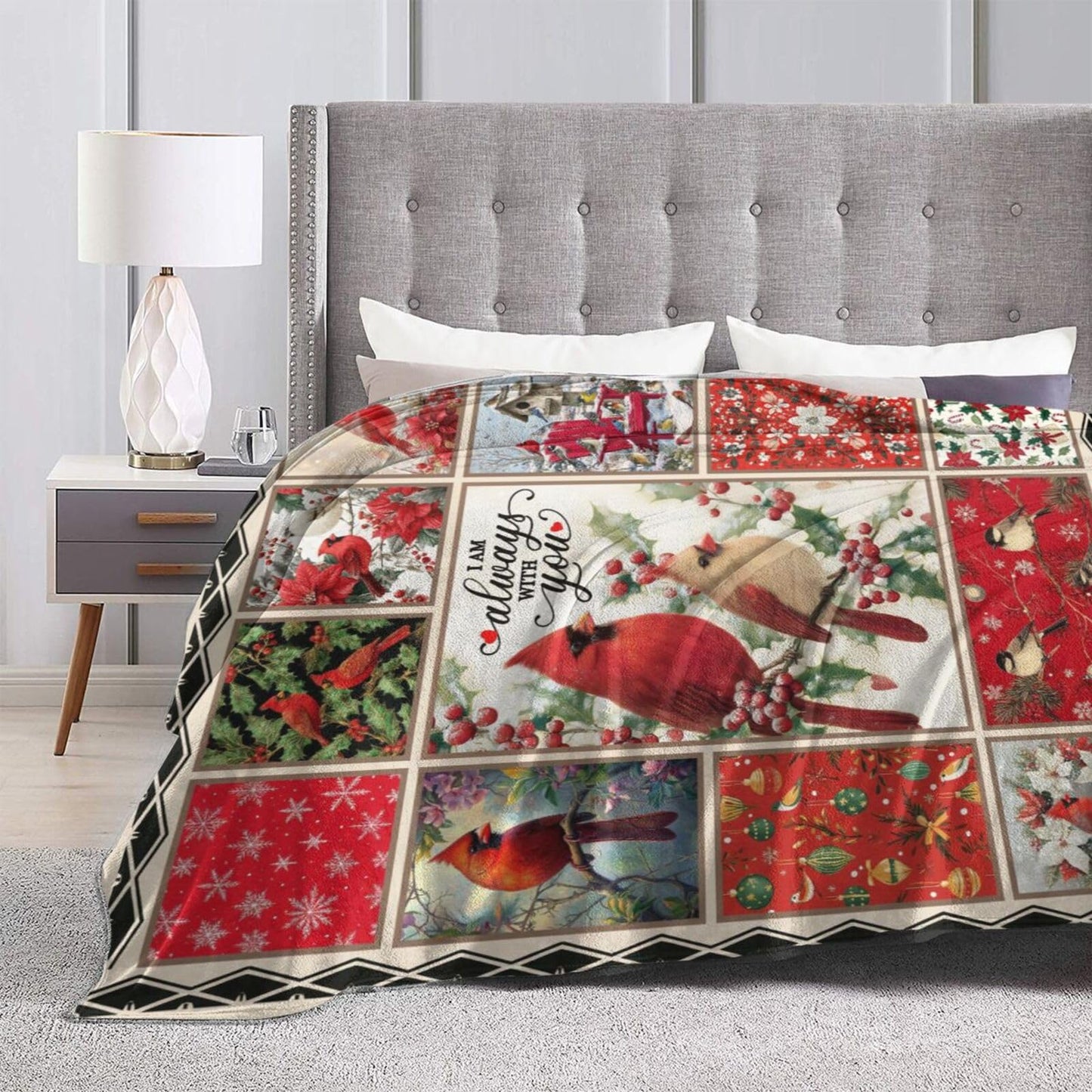 Cardinal Throw Blanket Christmas Cardinals Flannel Blankets Red Birds Plush Super Soft Cozy Warm Decor Gifts for Boys Girls Kids Adults Men Women 40" x 50"