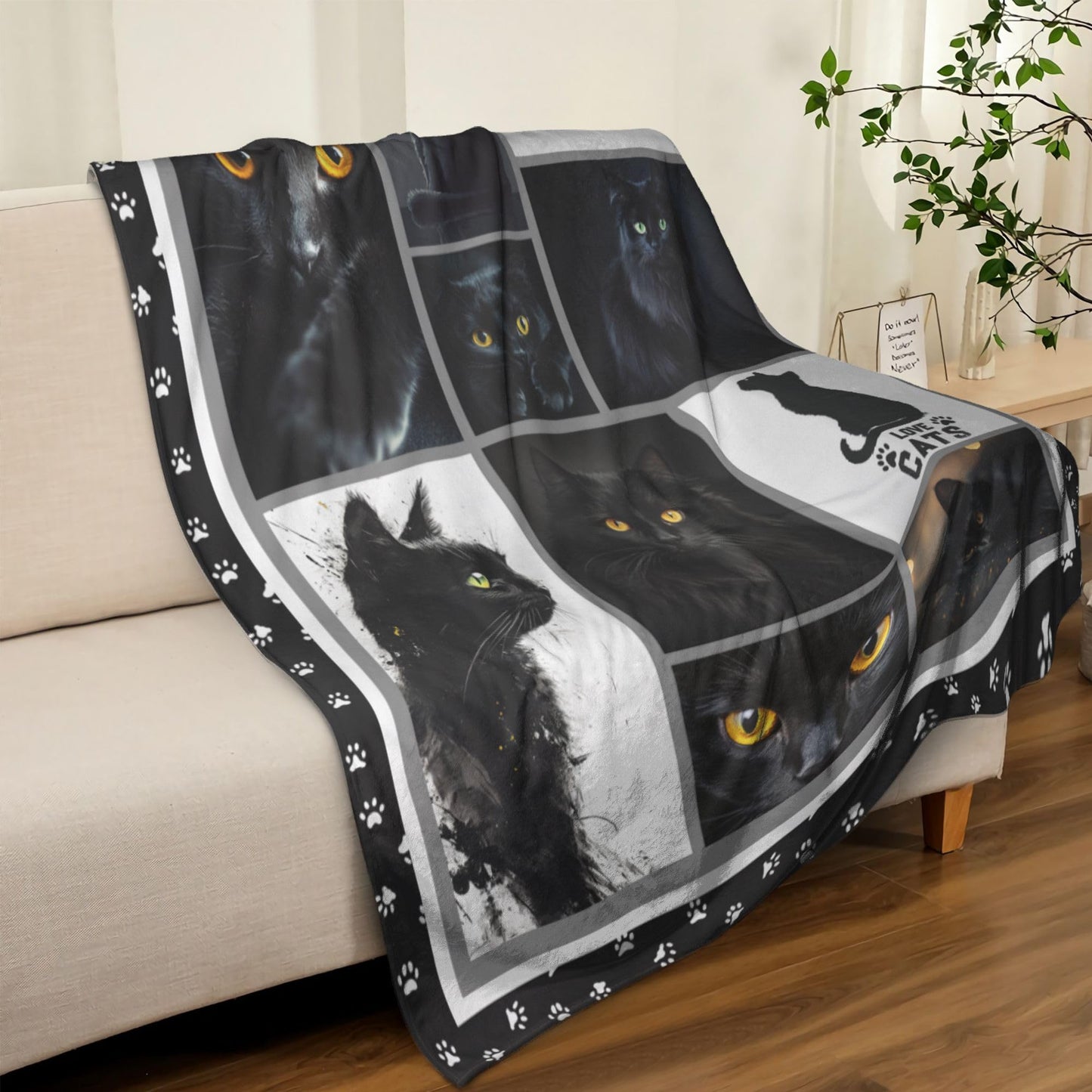 Cat Throw Blanket Soft Warm Cozy Black Cats Blankets Fuzzy Plush Fleece Cat Blanket Gifts for Couch Bed Sofa Home Decor 40''X50''