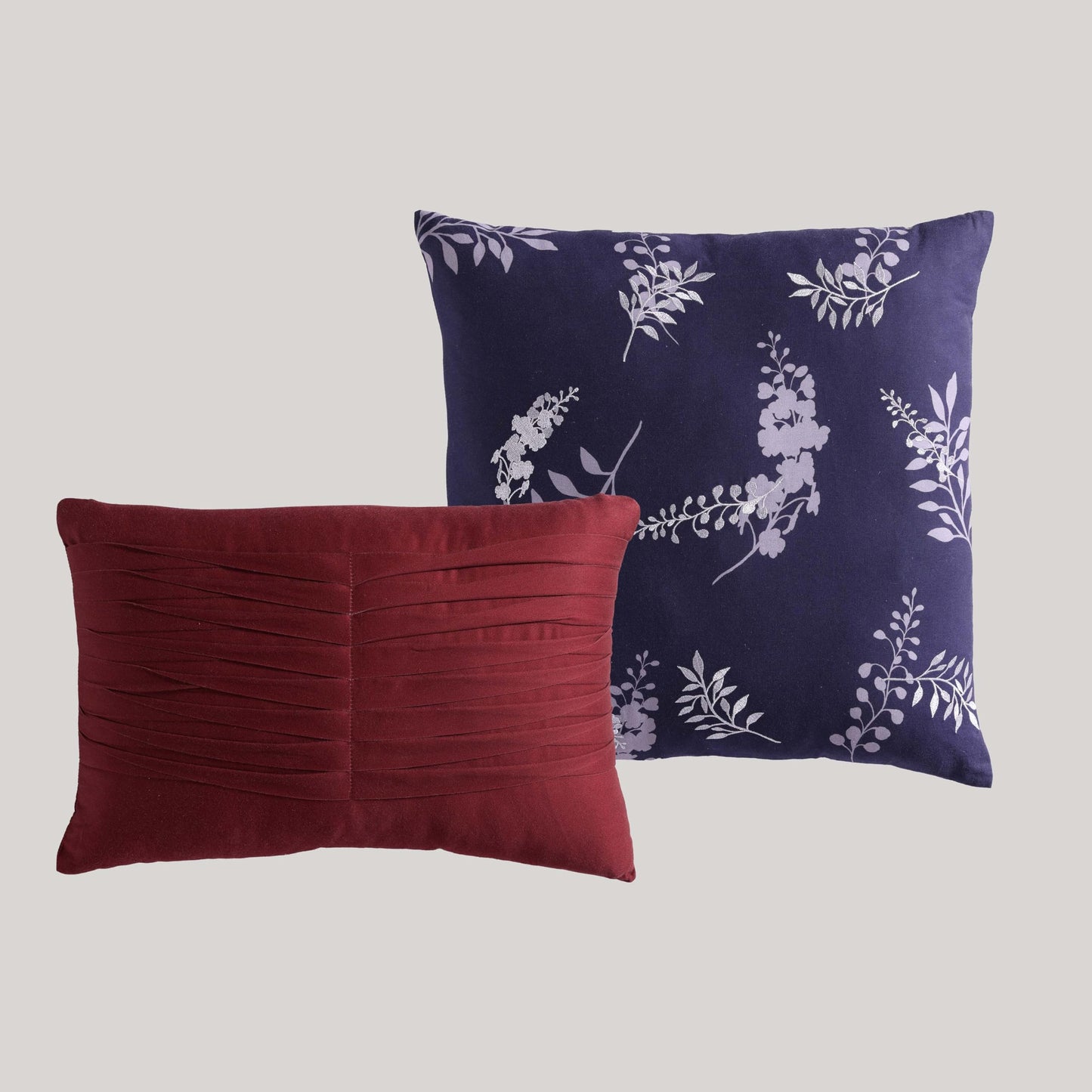 Bebejan Deep Purple Garden 5 Piece Comforter Set, 100% Cotton Sateen, 200 Thread Count, Floral Reversible Bedding Comforter Set, 1 Comforter, 2 Shams & 2 Pillows (King/Cal King)