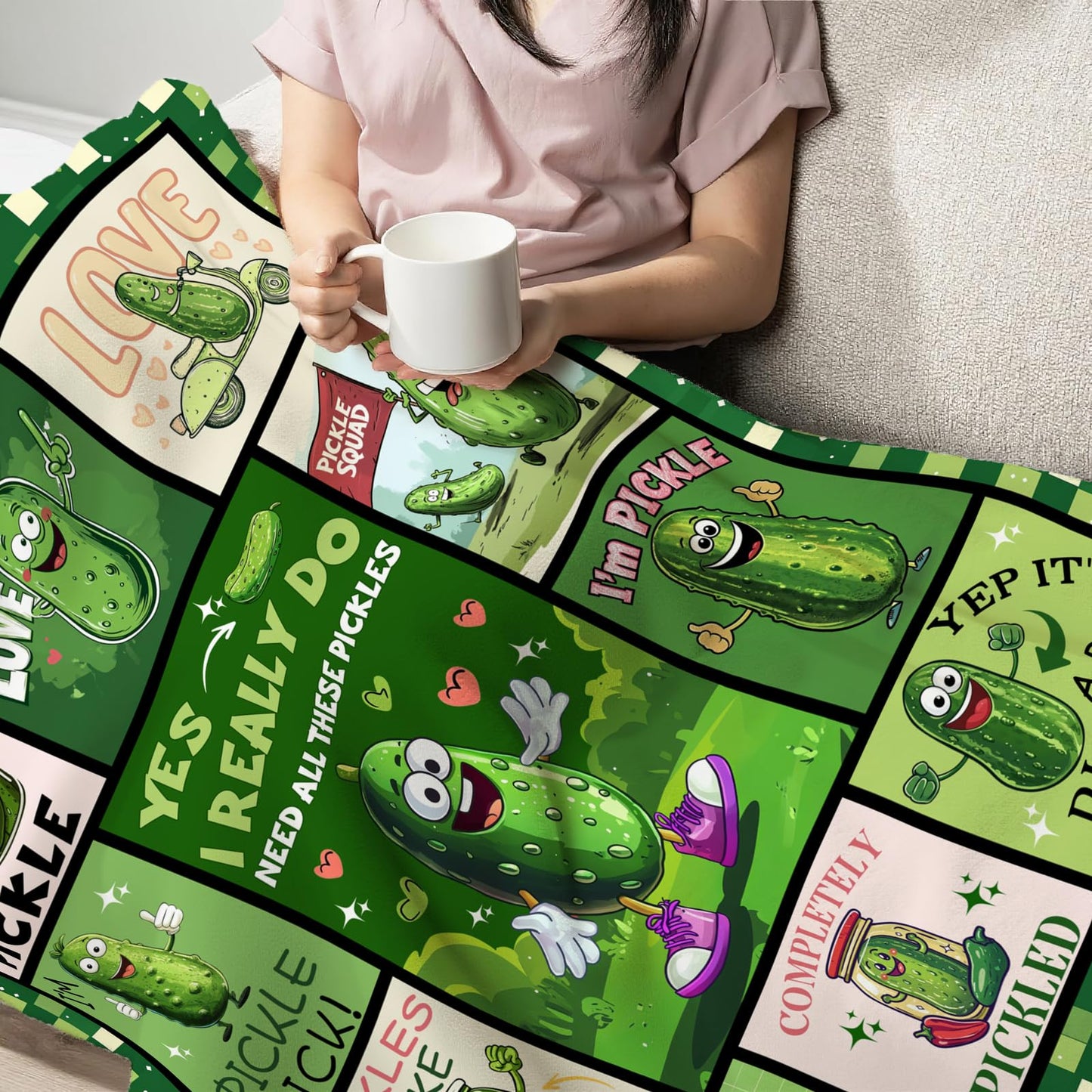 Pickle Throw Blanket Soft Pickle Lovers Flannel Blanket for Girls Boys Lightweight Cozy Print Blankets Gift for Women Men Couch Sofa Bed 50" x 40"