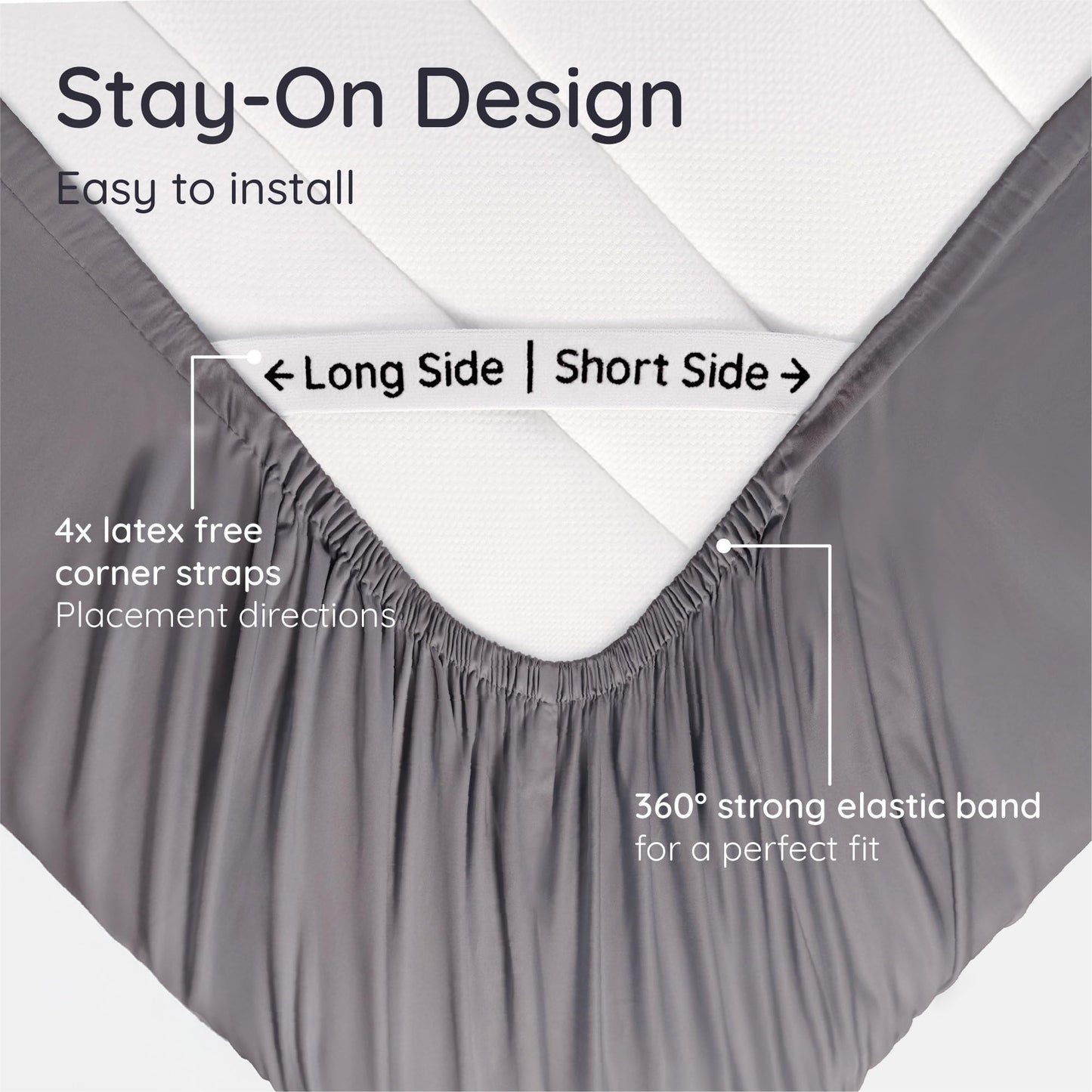 Bambaw 100% Viscose Derived from Bamboo Fitted Sheet, Cooling Fitted Sheet King Size, 16’’ Deep Pocket King Size Fitted Sheet Only, Soft King Fitted Sheet with Elastic Corner Straps (Dark Gray)