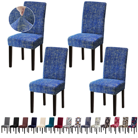 Fafua Chair Covers, Dining Room Chair Covers, Stretch Kitchen Chair Covers/Dining Room Chair Covers Set of 4, Removable Washable Dining Chair Slipcovers for Home, Hotel, Banquet, Linen Blue Pattern