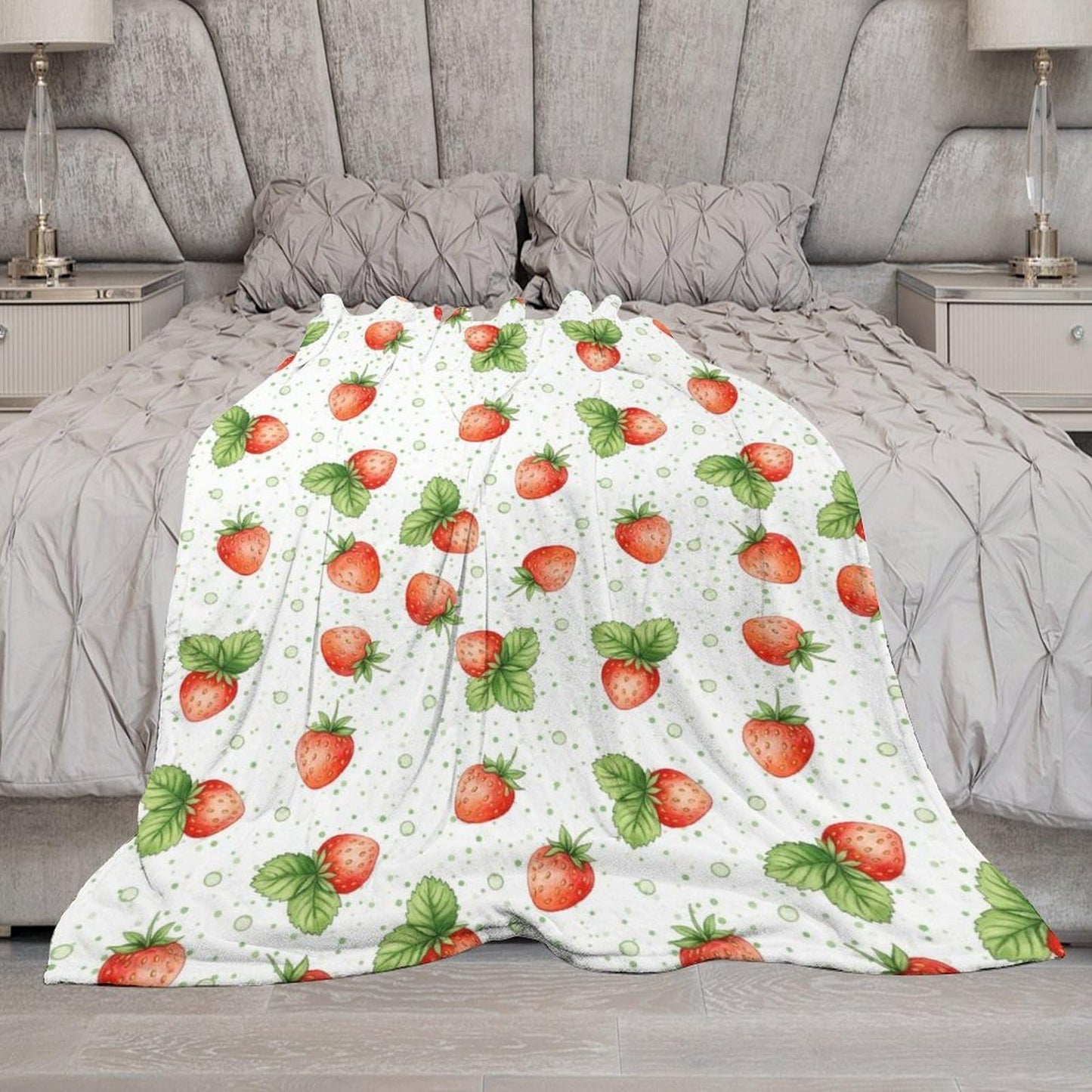 Meaudiwes Fashion Blanket Carpet, Flannel Blanket Winter Warm Blanket for Women Men Compatible with Strawberry Fruit