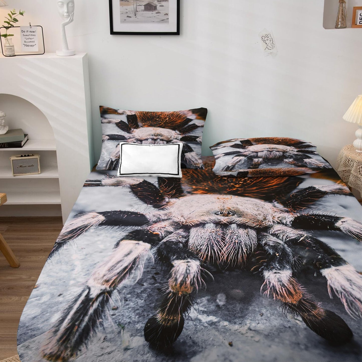 THYUNQ Spider Sheets Full Size Bed, 3D Animal Pattern Bedding Sheets & Pillowcases - 16 Inch Deep Pocket, Super Soft Microfiber Printed Sheet Set 4 Piece