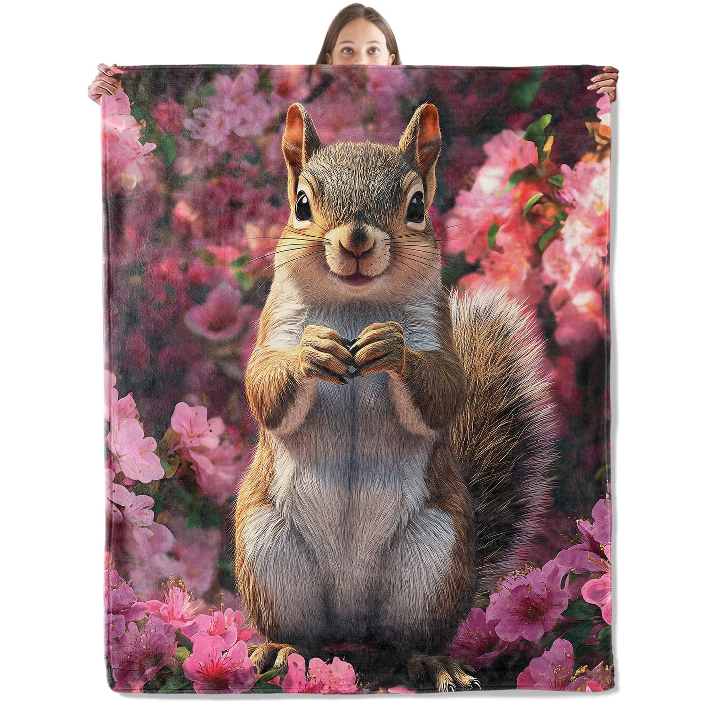 xmwjfd Sweet Squirrel Blanket, Cozy Plush Playful Squirrels Throw Blanket for Couch Bedroom Outdoor, Lightweight Soft Flannel Travel Blankets, Gifts for Women Adults Kids, Warm Decor 50"×60"