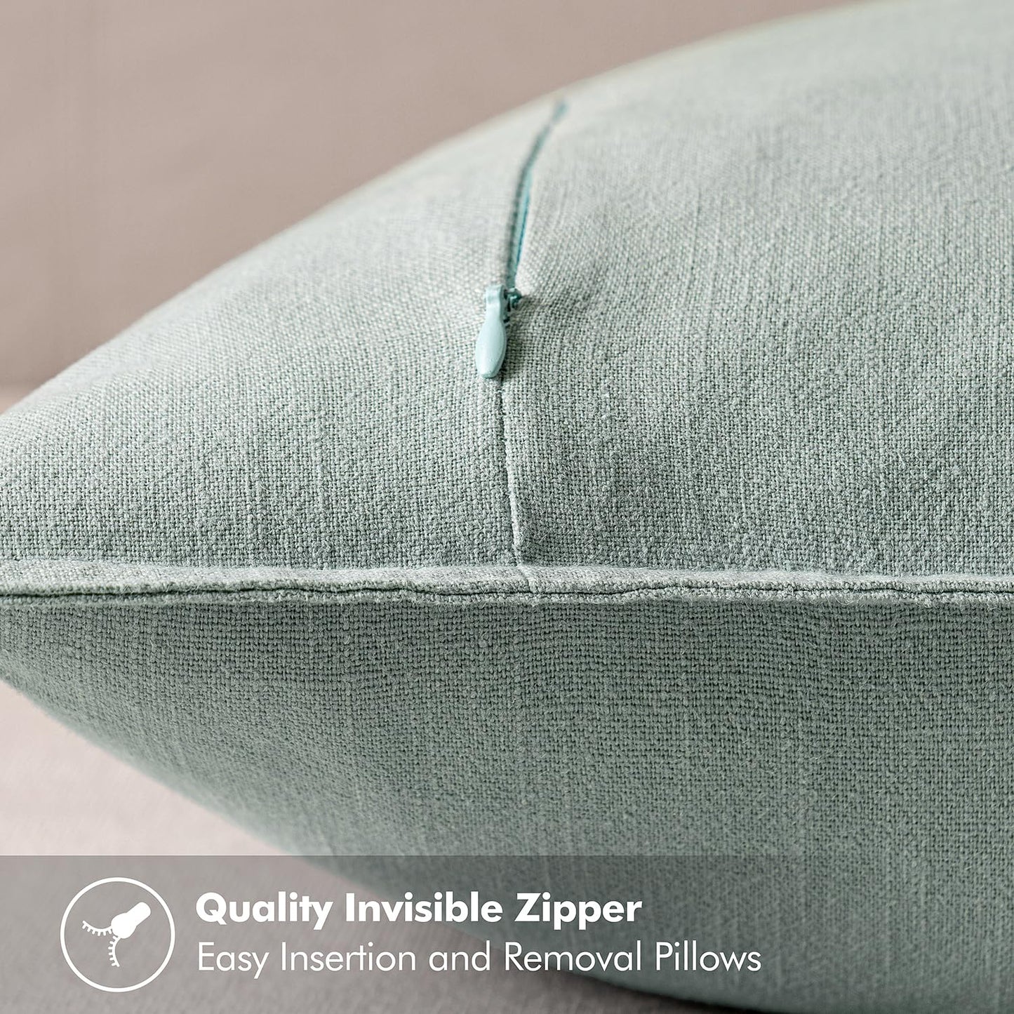 MIULEE Decorative Linen Euro Sham Pillow Covers 24x24 Aqua Green Boho Farmhouse Neutral Spring Couch Throw Pillows for Bed Pack of 2 Accent Modern Pillowcase Summer Sofa Livingroom Home Decor