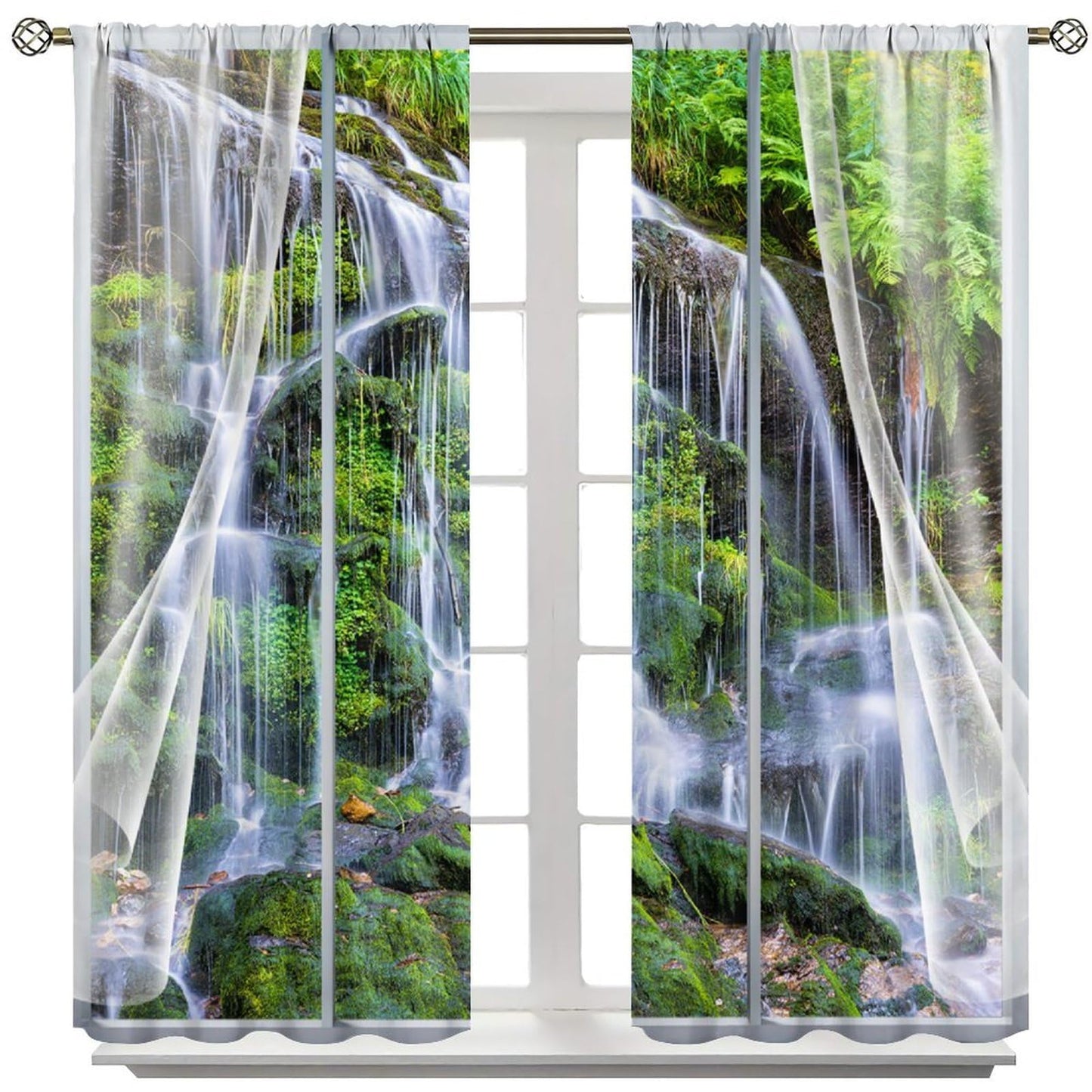 UFUH Nature Landscape Blackout Curtains,Spring Jungle Waterfall Scenery Window Treatments for Bedroom Living Room Kitchen,2 Panels Set Total Size 42 x 45 Inch