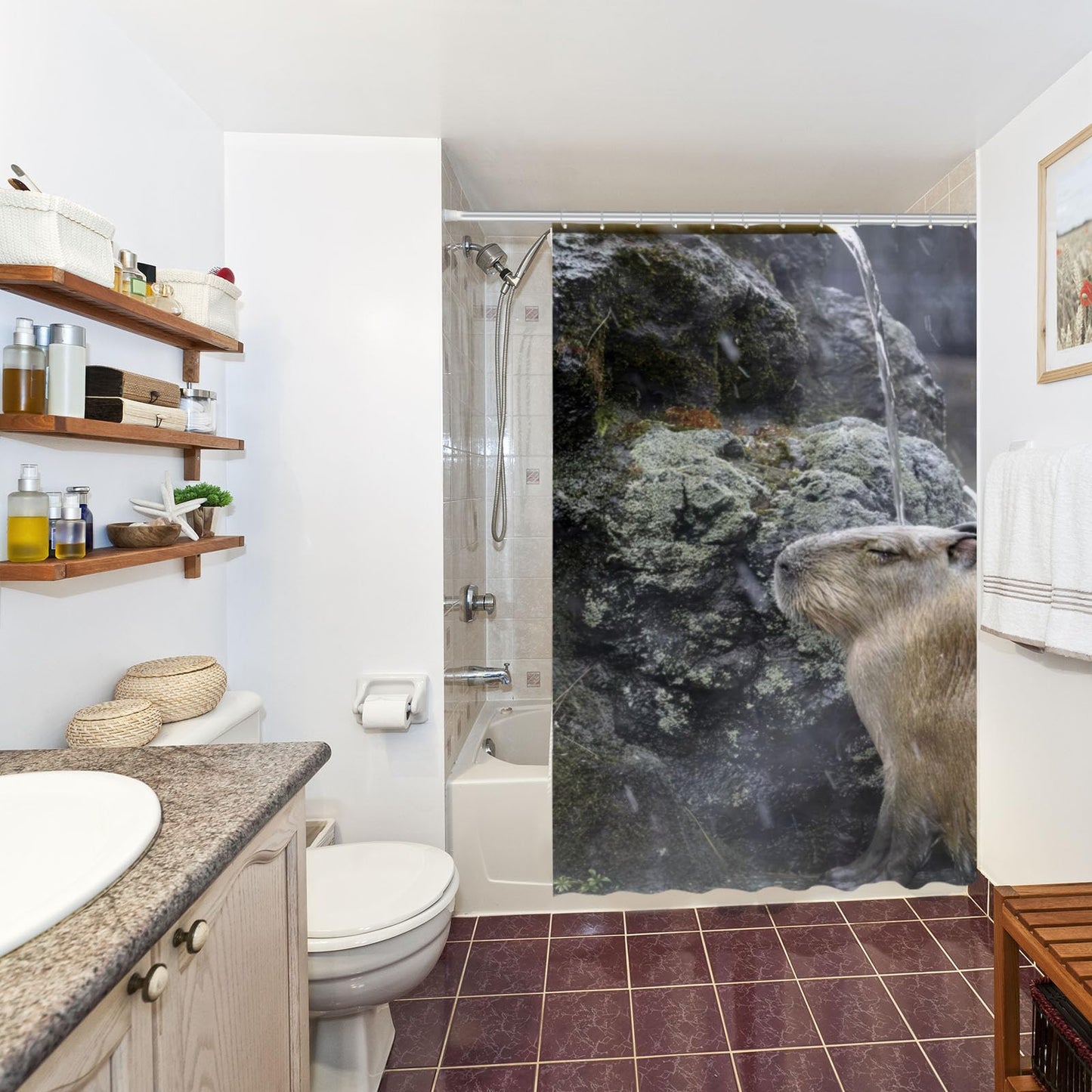 Funnytree Capybara Shower Curtain, Capybara Bathroom Decor, Waterproof Fabric Durable Easy Care Washable, 72"X72"(Hooks Not Included) SC00292-002