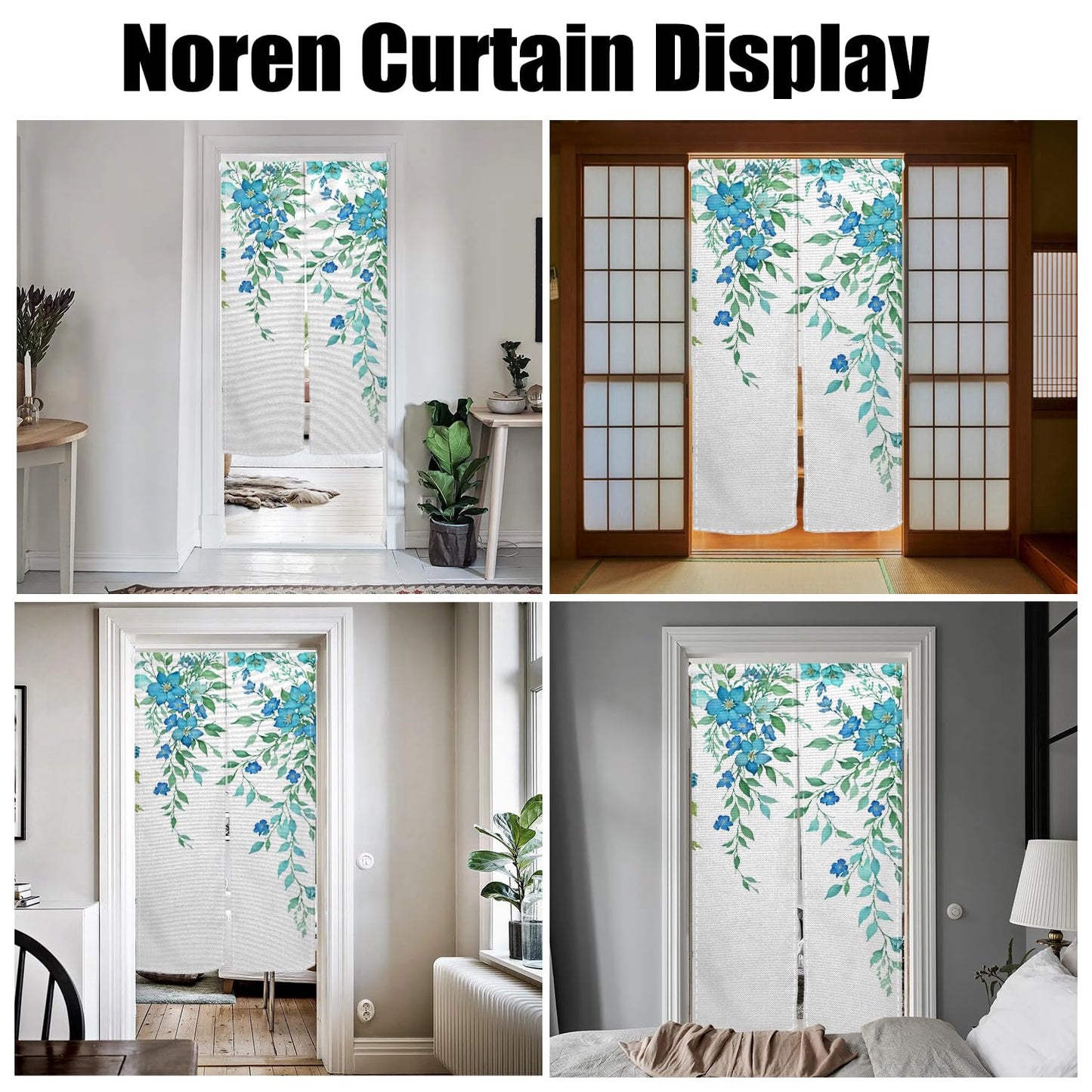 XMJJKUF Noren Japanese Style Doorway Curtain Long Japanese Window Treatment Door Curtain Tapestry Polyester Panel for Room Privacy Divider Kitchen Home Bar Decor (Green Plants),33.5"x 70.9"