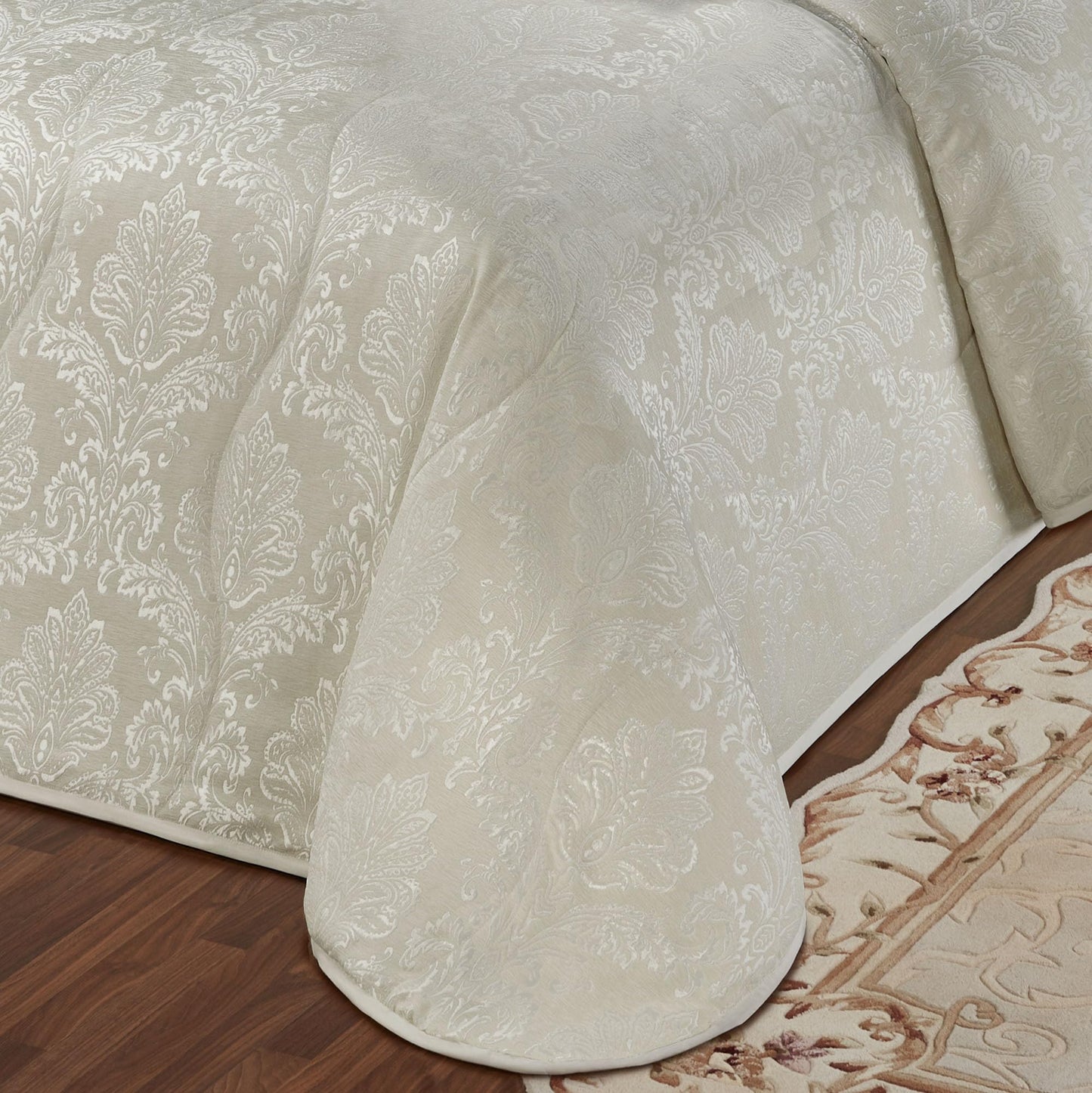 Touch of Class Camelot Luxury Bedding | Neutral Soothing Ivory | Matte Satin Damask on Richly Textured Jacquard-Woven Chenille | Designed 3 Piece Set Includes Cal King Bedspread and 2 King Shams