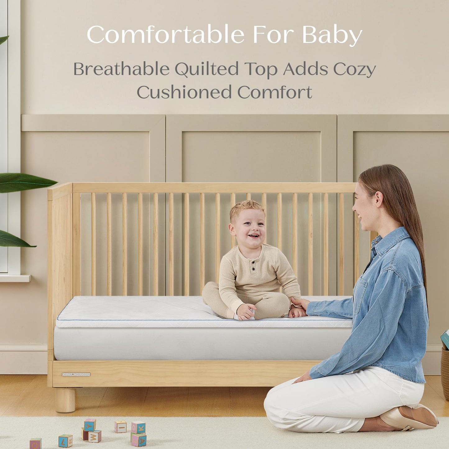 Delta Children Breeze Breathable Crib Mattress Topper, Makes Any Crib Mattress Breathable, 100% Washable, Ultra-Breathable Quilted Layer for Comfort, Fits Standard Size Cribs & Toddler Beds