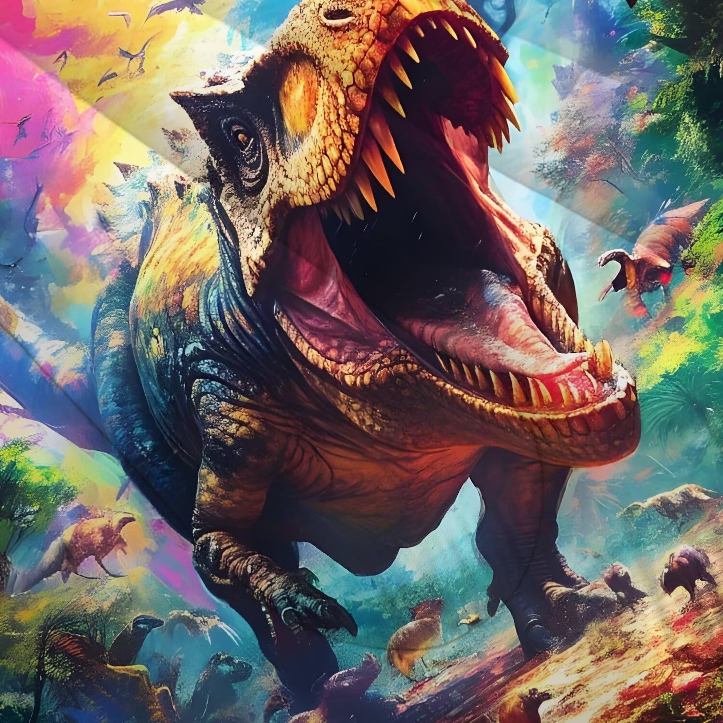 VTKON Kids Dinosaur Comforter Set Full Size for Boys Tie Dye Dino Quilt Set Soft Microfiber Dino Bed Set for All Season Use Dinosaur Bedding Set with 1 Comforter + 2 Pillowcases