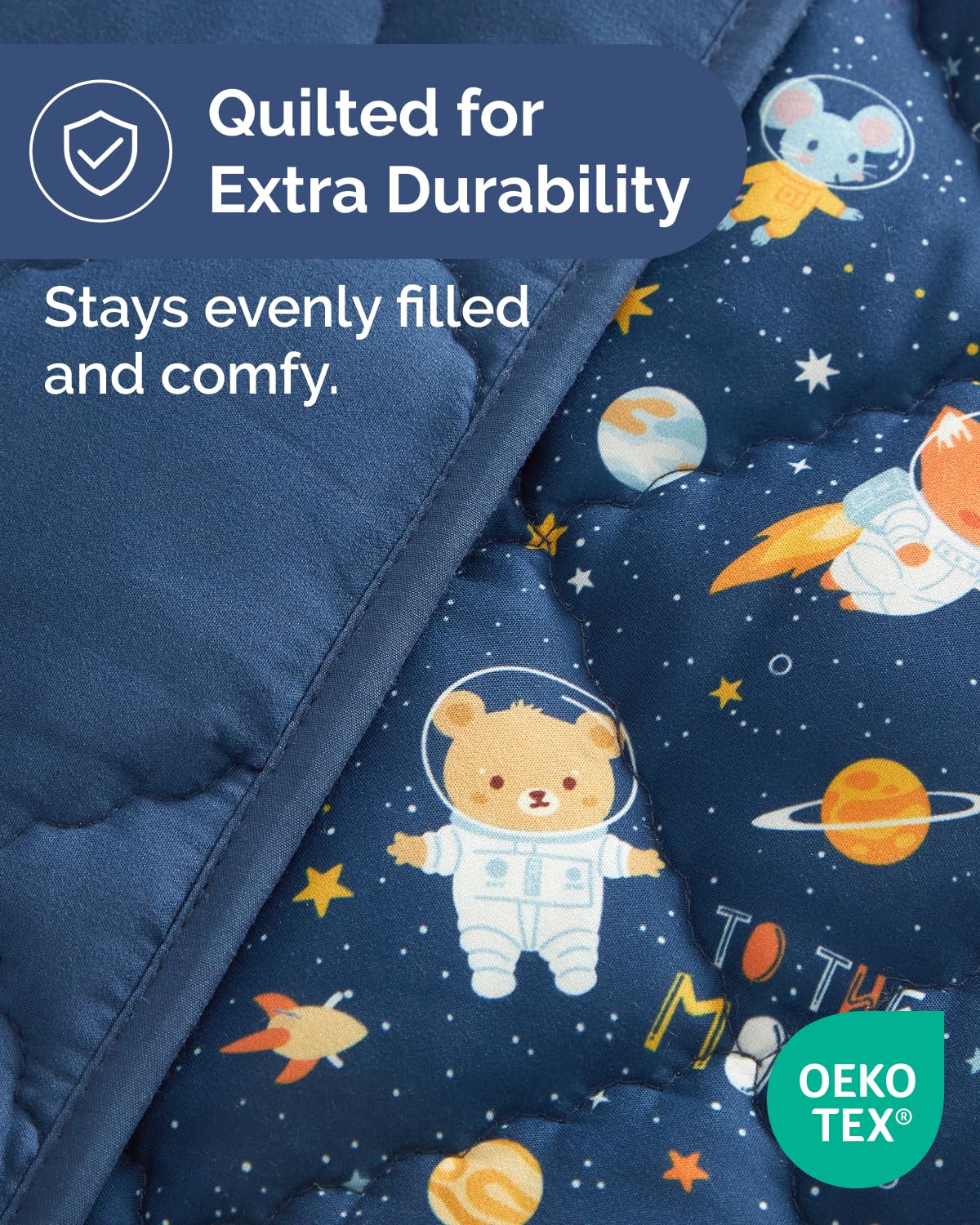 Space Toddler Comforter - Down Alternative Toddler Microfiber Comforter - Lightweight & Warm Baby Quilt Blanket - Soft & Breathable - Kids Duvet Insert for Crib & Stroller - Machine Washable - 39x47