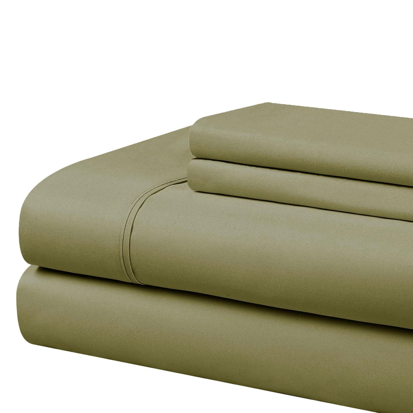 Cathay Home Essentials Ultra Soft Hypoallergenic Wrinkle Resistant Double Brushed Microfiber Bedding Sheet Set, Sage, Full