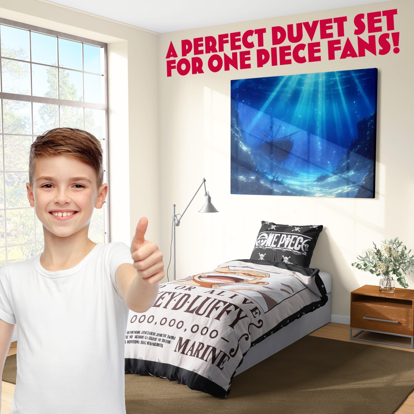Get Trend One Piece Kids Twin Duvet Cover Set with Pillowcase, 53x79 in, Reversible Bedding Set for Boys Girls, Soft Cozy Comforter Cover, Anime Bedroom Decor, Gifts for Boys (Multi One Piece)
