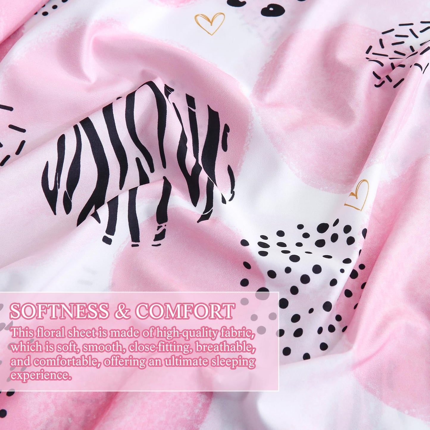 CIMVI Pink Sheet Set Queen Size 4 Pieces Girls Bedding Simple Dots Printed Sheets 15-inch Deep Pocket Fitted Sheets and Pillowcase Soft Breathable Microfiber Bed Sets for Woman Decor Bedroom