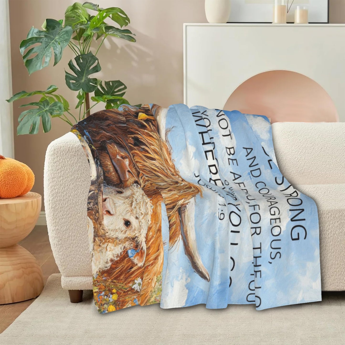 DKODKO Highland Cow Cozy Warm Throw Blanket - Plush & Durable Throw Blanket Religious Gifts for Mom,Dad,Friends, Daughter,60''x 50''