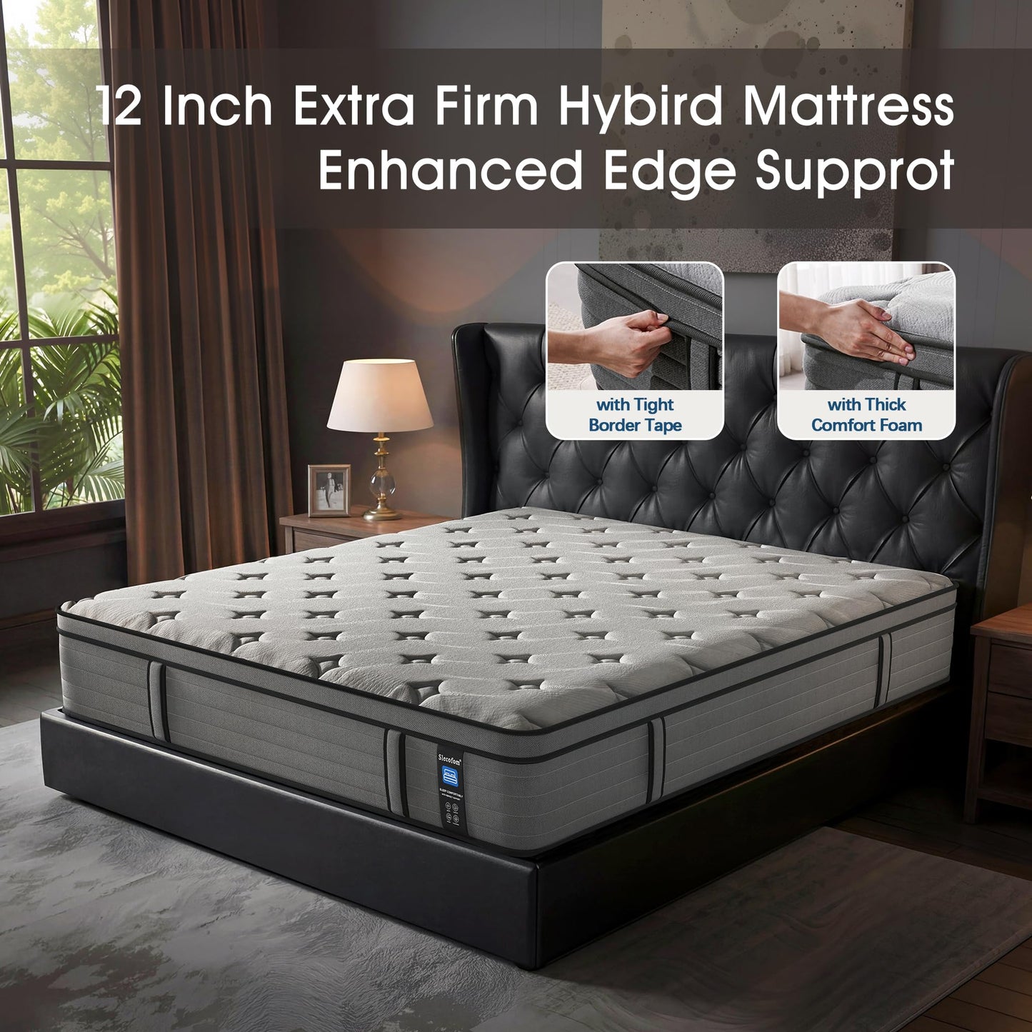 Extra Firm Queen Mattress,12 Inch Queen Mattress for Back Pain with Gel Memory Foam - Extra Lumbar Support & Shoulder Support,CertiPUR-US Certified,Edge Reinforcement,Fiberglass Free - No Odor