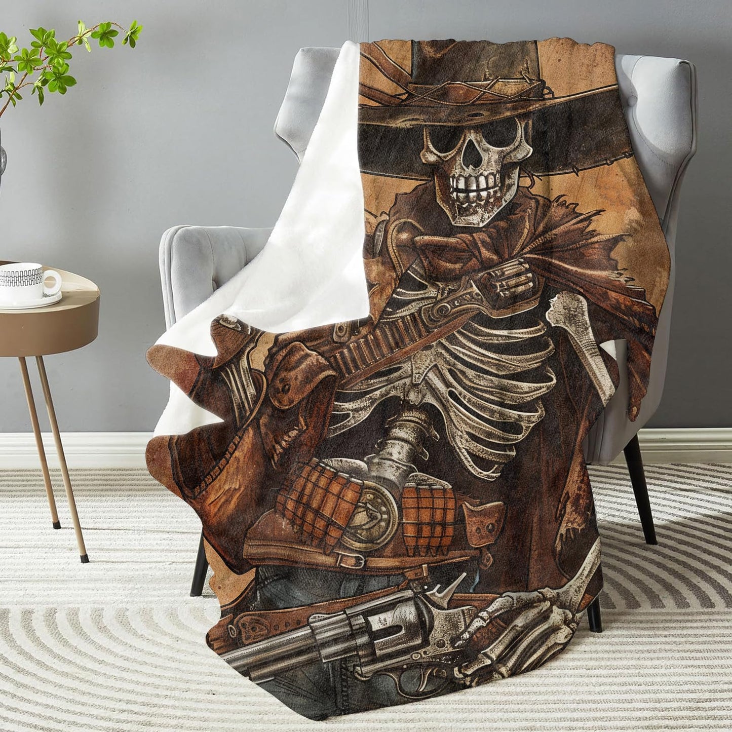 dhakalrlde for Skull Skeleton Plush Throw Blanket - Ultra-Soft, Comfy, Lightweight, Warm, and Fuzzy Flannel Blanket for Men Women for Couch, Bedroom 50in×60in