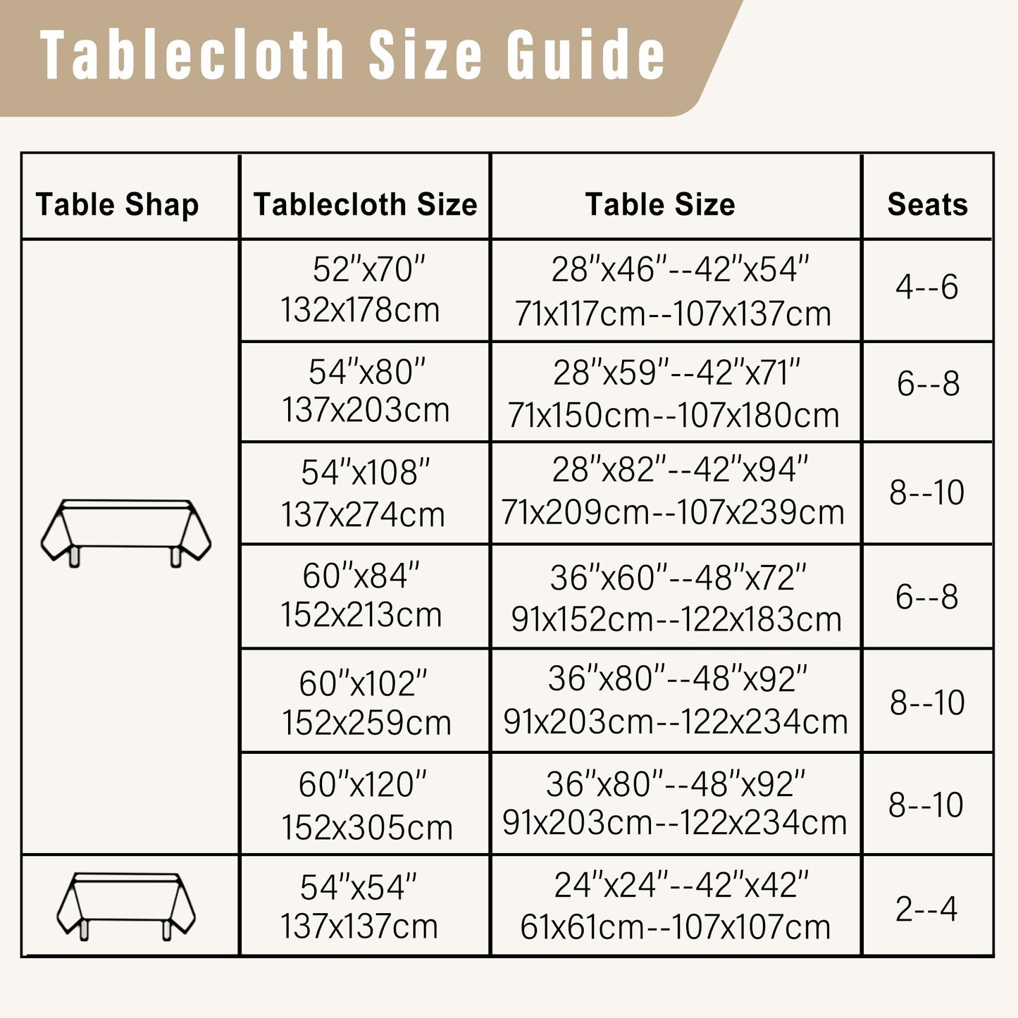 DWCN Faux Linen Tablecloth Rectangle - Beige Tablecloths Fabric Waterproof Spill-Proof Wrinkle and Stain Resistant Decorative Farmhouse Table Cover for Kitchen Dining Party, 60 x 120 Inch