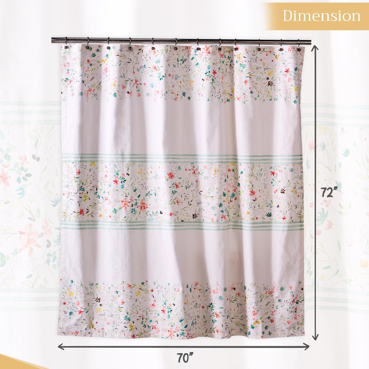 Maison d' Hermine Shower Curtain 100% Cotton One Panel 70"x72" Washable Fabric Shower Curtains for Bathroom, Easy Hanging with 12 Button Holes - Home Hotel Resort Spa Spring Summer - Colmar
