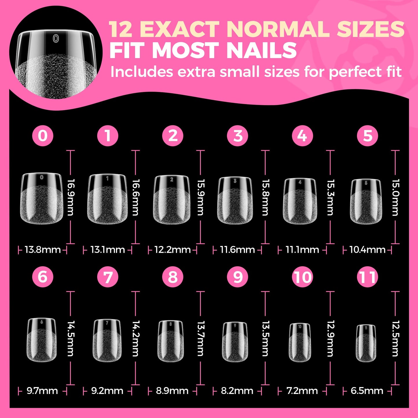 UNA GELLA Extra Short Nail Tips: 504pcs Square Fake Nails Pre-shape XS Short Square Press on Nails Gel Tips Full Cover Acrylic Nails False Nails for DIY Salon 12 Sizes