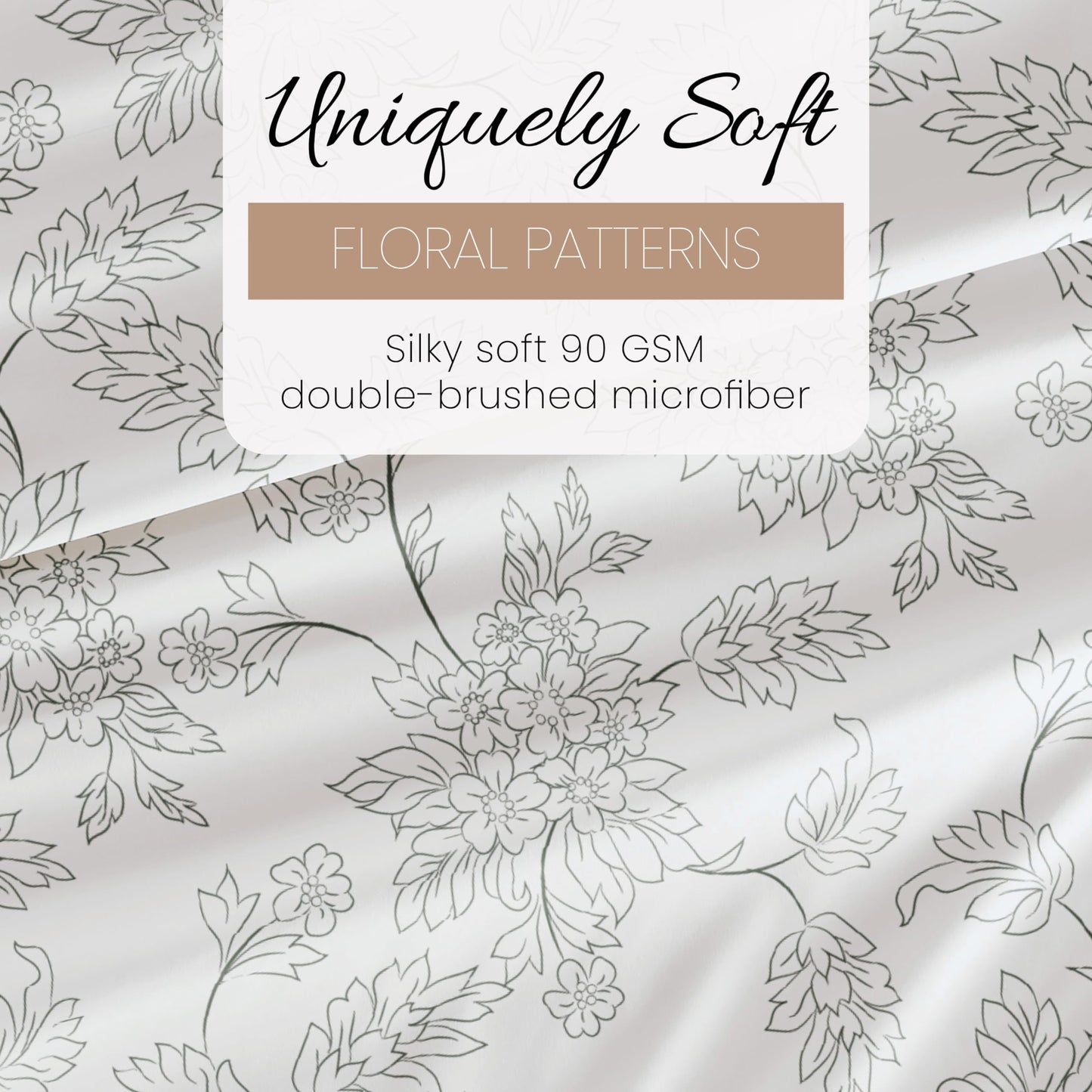 Simply Soft 4 Piece Sheet Set Vines Patterned, Full, Gray (SS-4PC-VINE-FULL-GR)