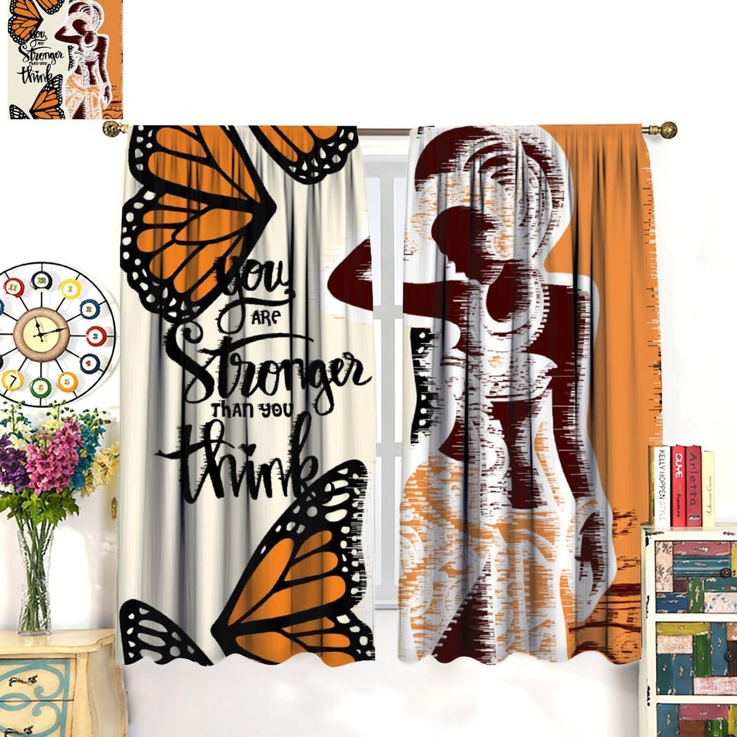 Black Women Curtain Set African Bible Quotes Inspirational Motivational Positive Rod Pocket Blackout Curtain for Bedroom Living Room Decor 42" W X 45" L