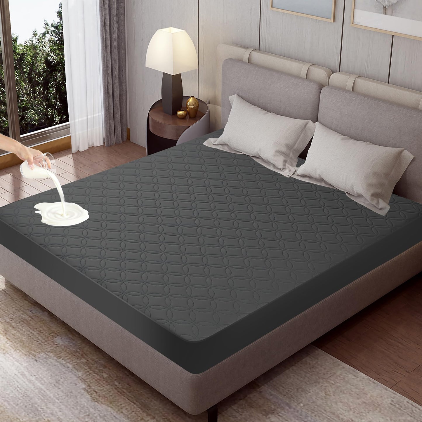 GUHER Waterproof Mattress Protector Twin XL Size,Breathable Bed Cover 3D Air Fabric Mattress Pad Cover,Noiseless＆Ultra-Soft Washable Bed Cover with 6"-14" Deep Pocket (Gray)