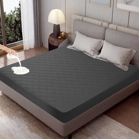 GUHER Waterproof Mattress Protector Twin XL Size,Breathable Bed Cover 3D Air Fabric Mattress Pad Cover,Noiseless＆Ultra-Soft Washable Bed Cover with 6"-14" Deep Pocket (Gray)