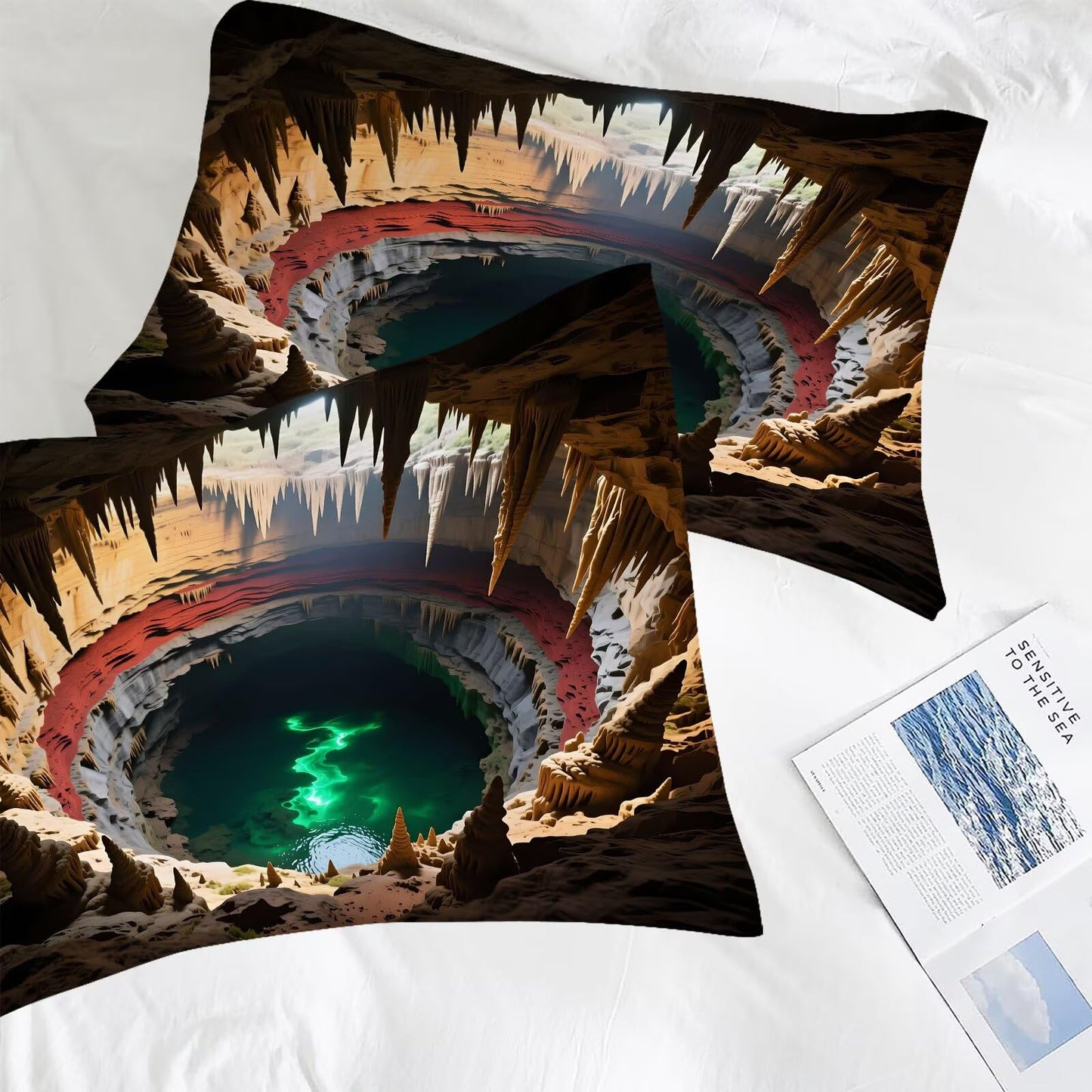 DJNEAR 3D Optical Illusion Comforter Set Full Size Vortex Bottomless Hole Bedding Sets for Kids Boys Girls Adults Bedroom Landscape Nature Cave Quilt 1 Comforter 2 Pillowcases