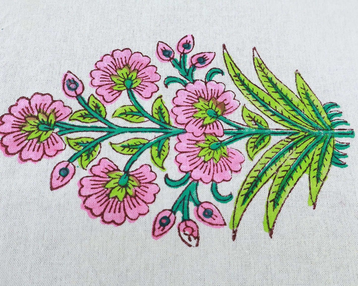 60x60 Inches Square Hand Block Printed Cotton Tablecloth, White Pink Floral Table Cloths Washable, Indian Table Linen for Christmas Thanksgiving Gifts Home Decor Dining Outdoor