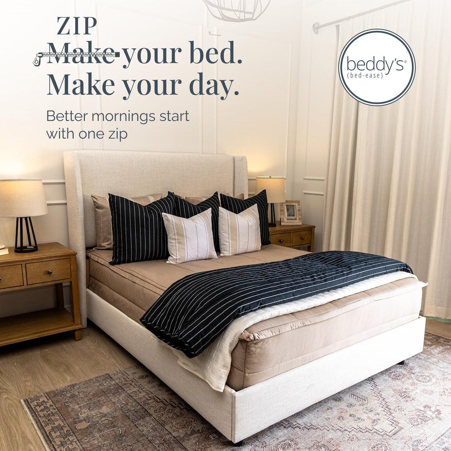 Beddy's Tan All-in-One Zipper Bedding Set - Minky Lined - Twin