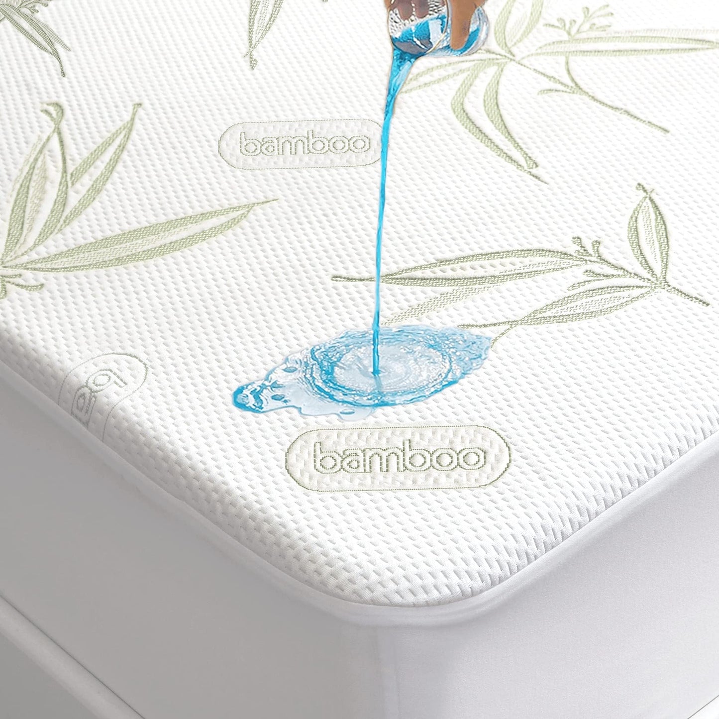 Queen Size Waterproof Mattress Protector, Premium Cooling Viscose from Bamboo Mattress Pad, Breathable, Noiseless, Cooling & Machine-Washable Bed Cover with 21" Deep Pocket