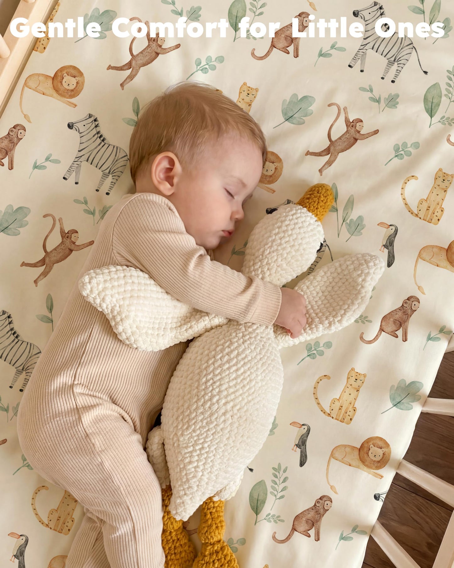 Nyessmee Baby Crib Sheets for Boys and Girls, Fitted Crib Sheets 52" x 28", Soft Breathable Microfiber Sheets for Standard Crib and Toddler Mattress, 2-Pack Striped Animals