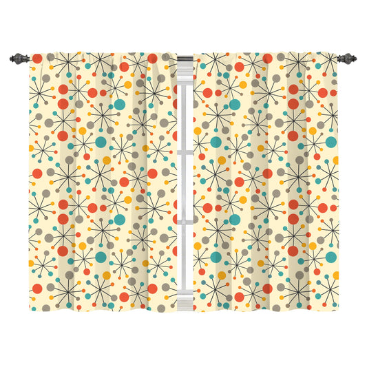 Worltoldb Mid Century Kitchen Curtains Cafe Curtains for Bathroom Dining Room Living Room Pocket Window Drapes 2 Panels Set 28"x36"